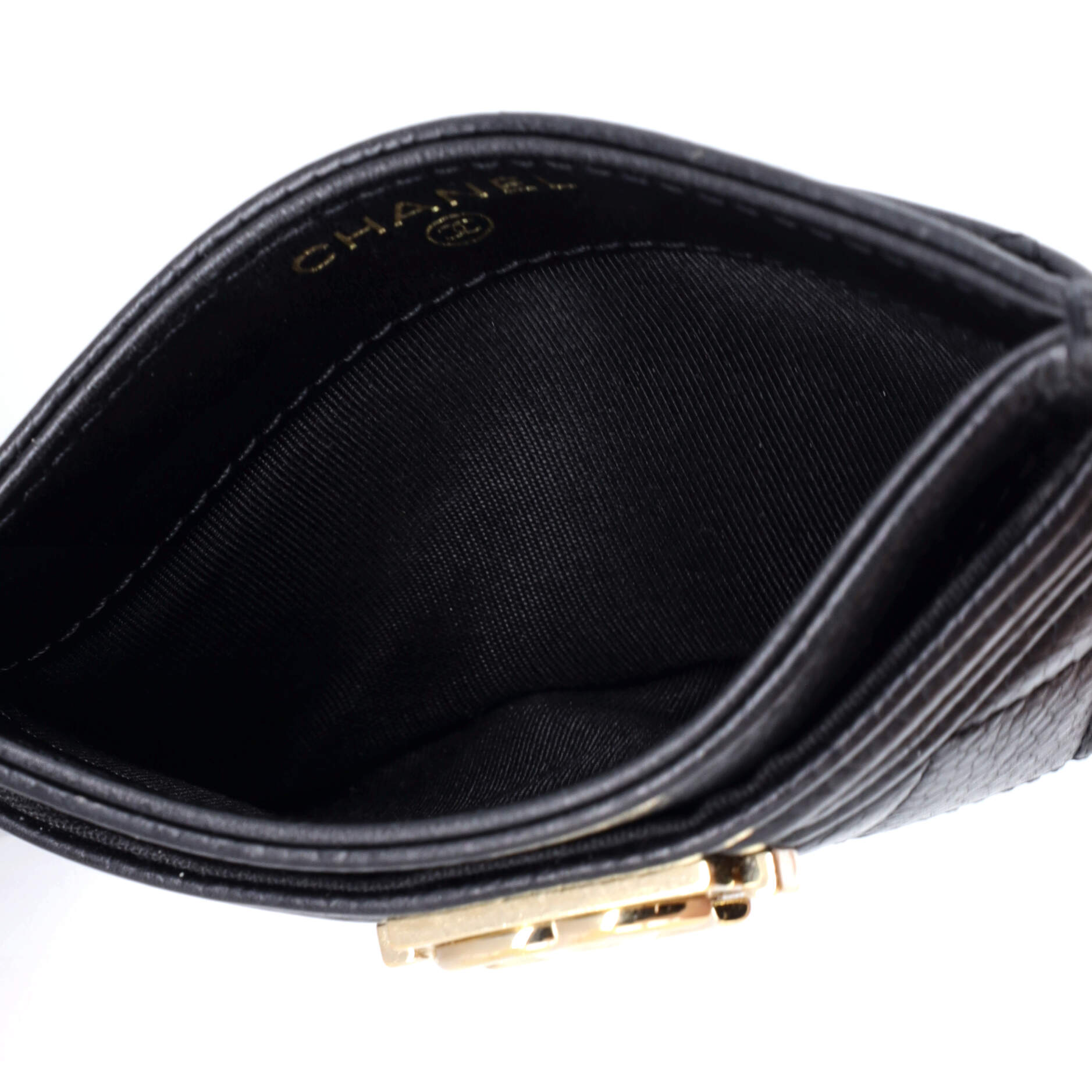 Chanel Boy Card Holder Quilted Caviar