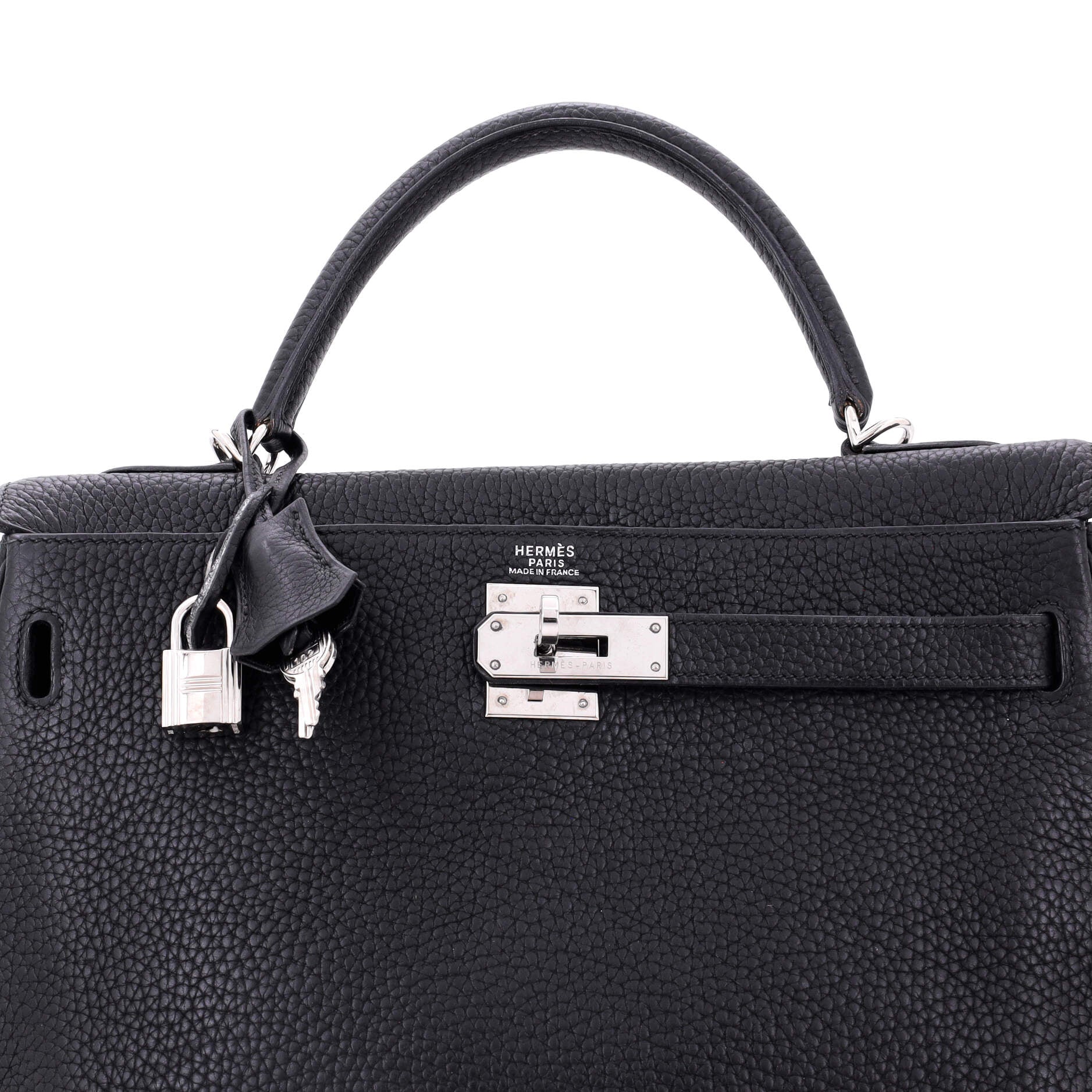 Hermes Kelly Handbag Black Togo with Palladium Hardware 32