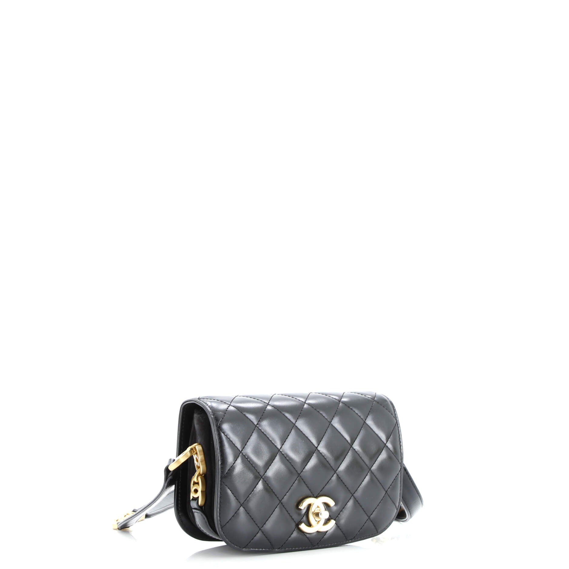 Chanel My Sweet CC Full Flap Messenger Bag Quilted Shiny Calfskin with Suede Mini