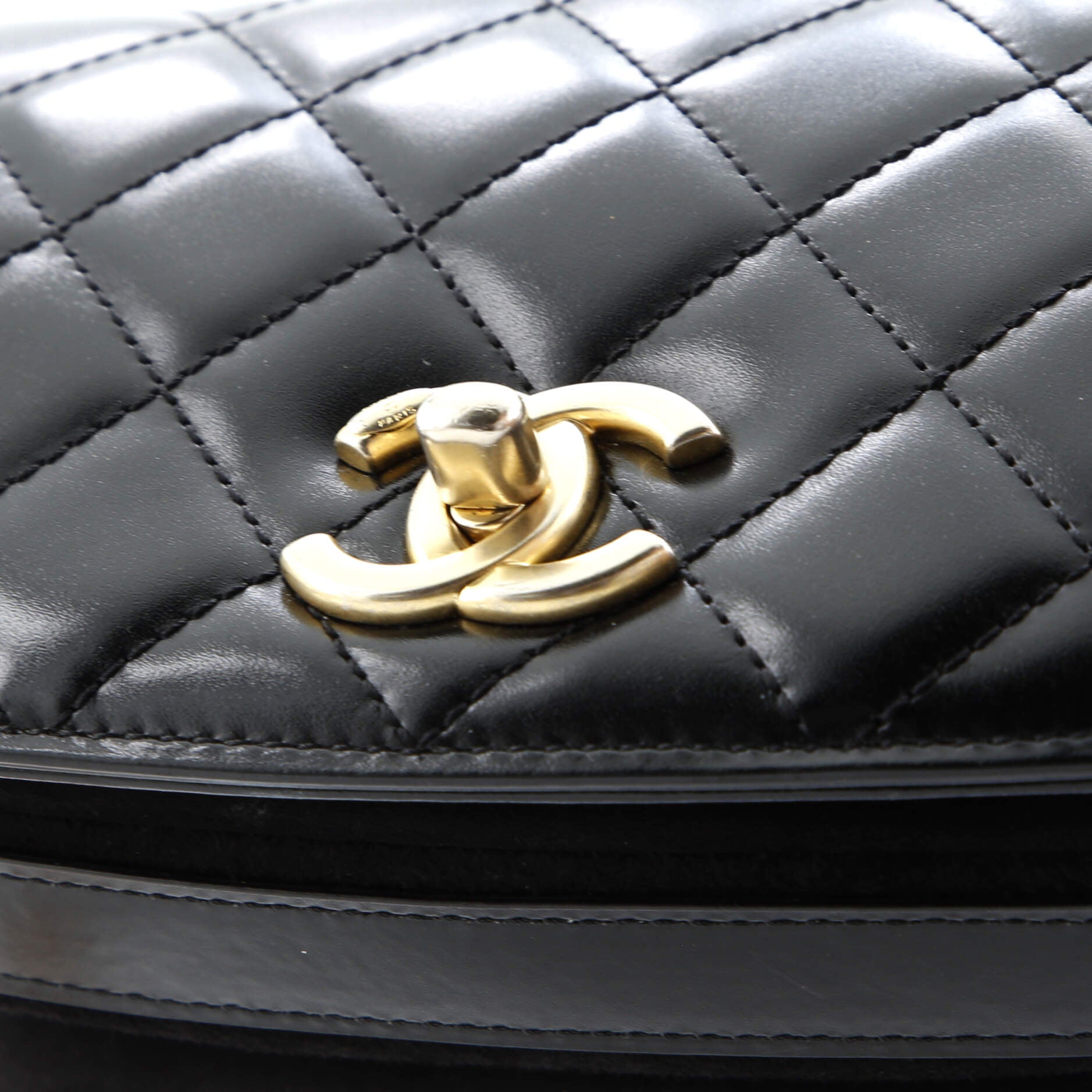 Chanel My Sweet CC Full Flap Messenger Bag Quilted Shiny Calfskin with Suede Mini