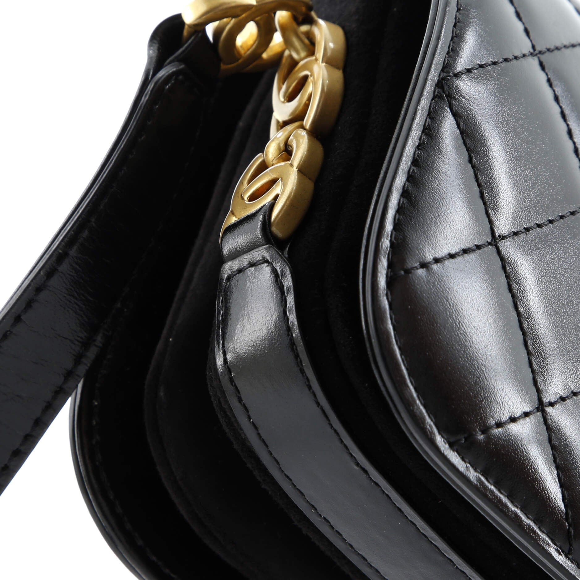 Chanel My Sweet CC Full Flap Messenger Bag Quilted Shiny Calfskin with Suede Mini