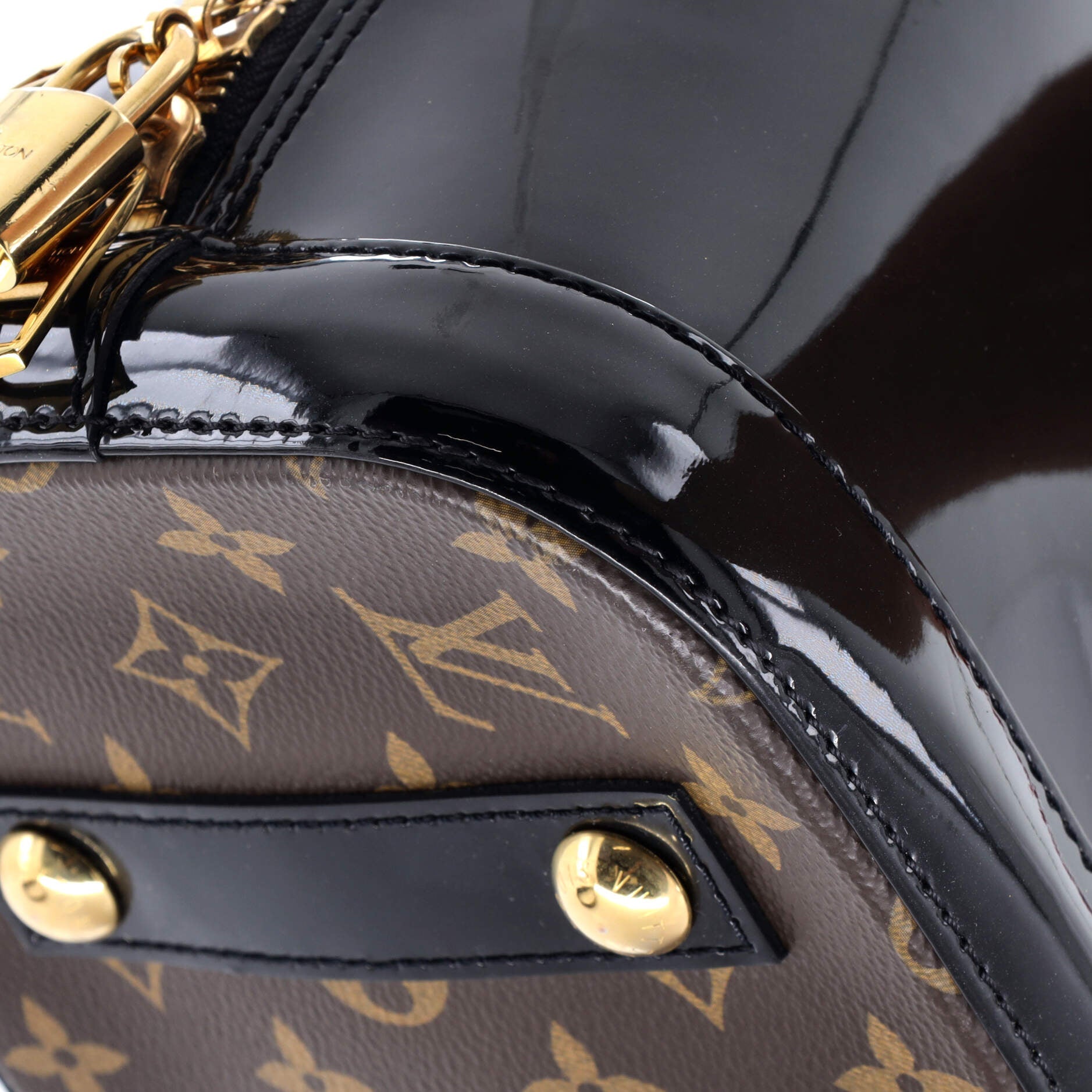Louis Vuitton Alma Handbag Vernis with Monogram Canvas PM