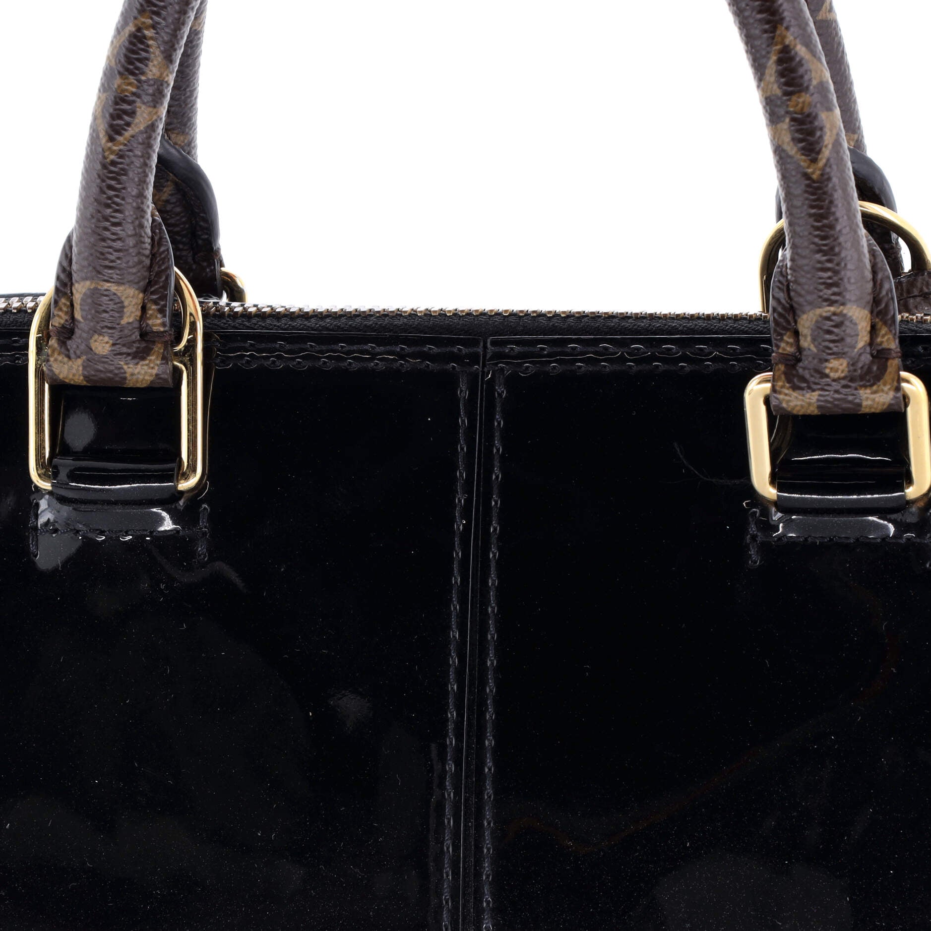 Louis Vuitton Alma Handbag Vernis with Monogram Canvas PM
