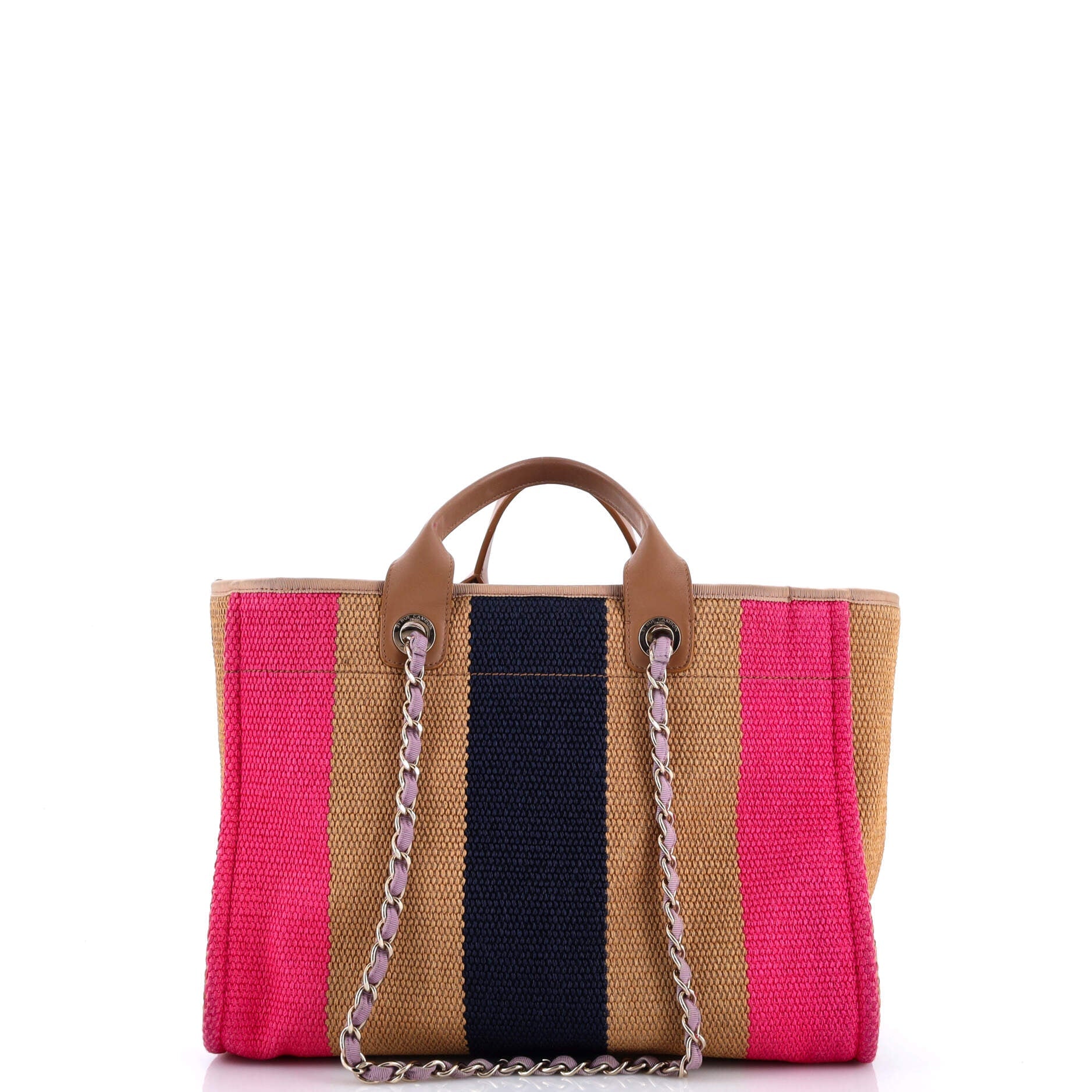 Chanel Deauville Tote Striped Viscose Canvas Medium