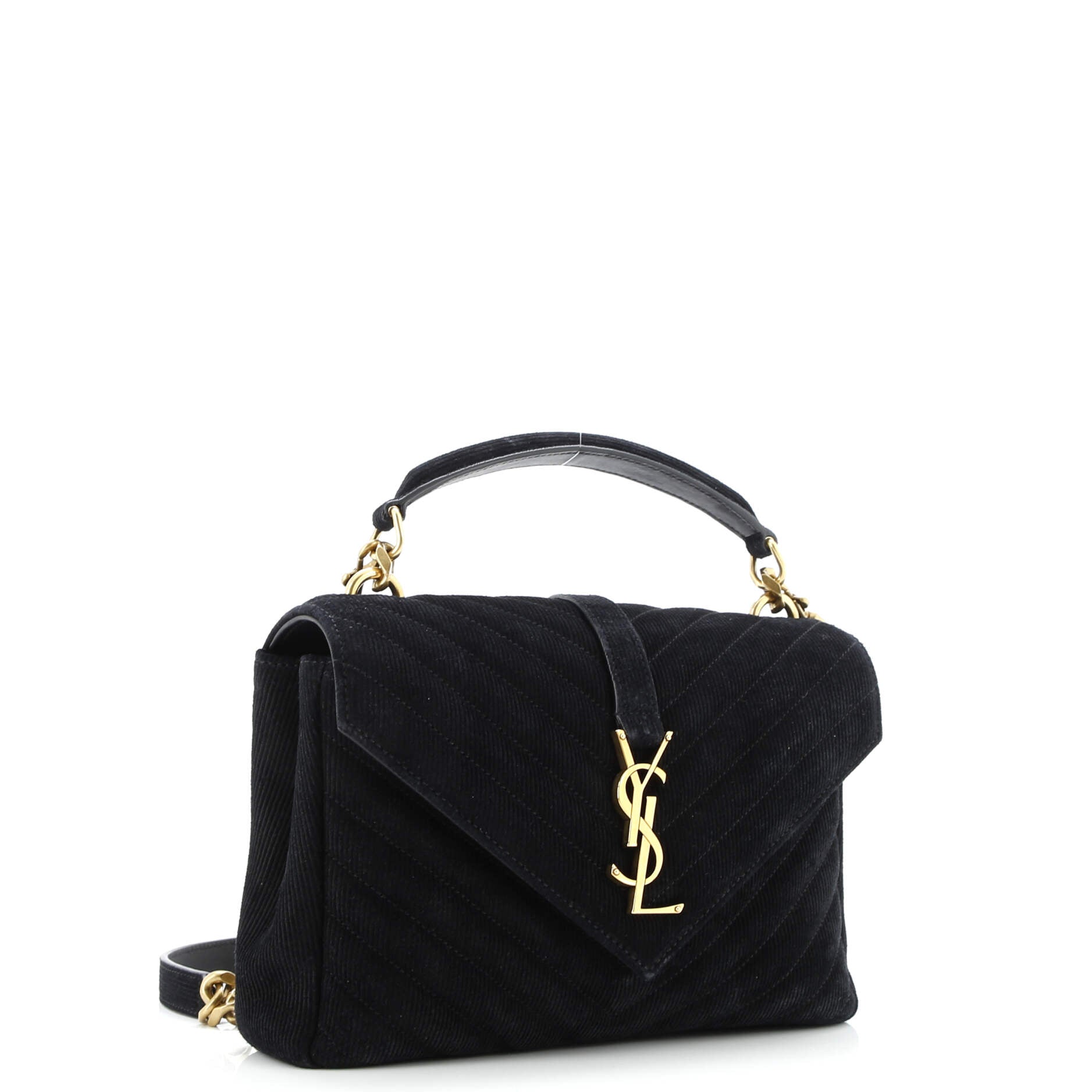 Saint Laurent Classic Monogram College Bag Chevron Corduroy Medium