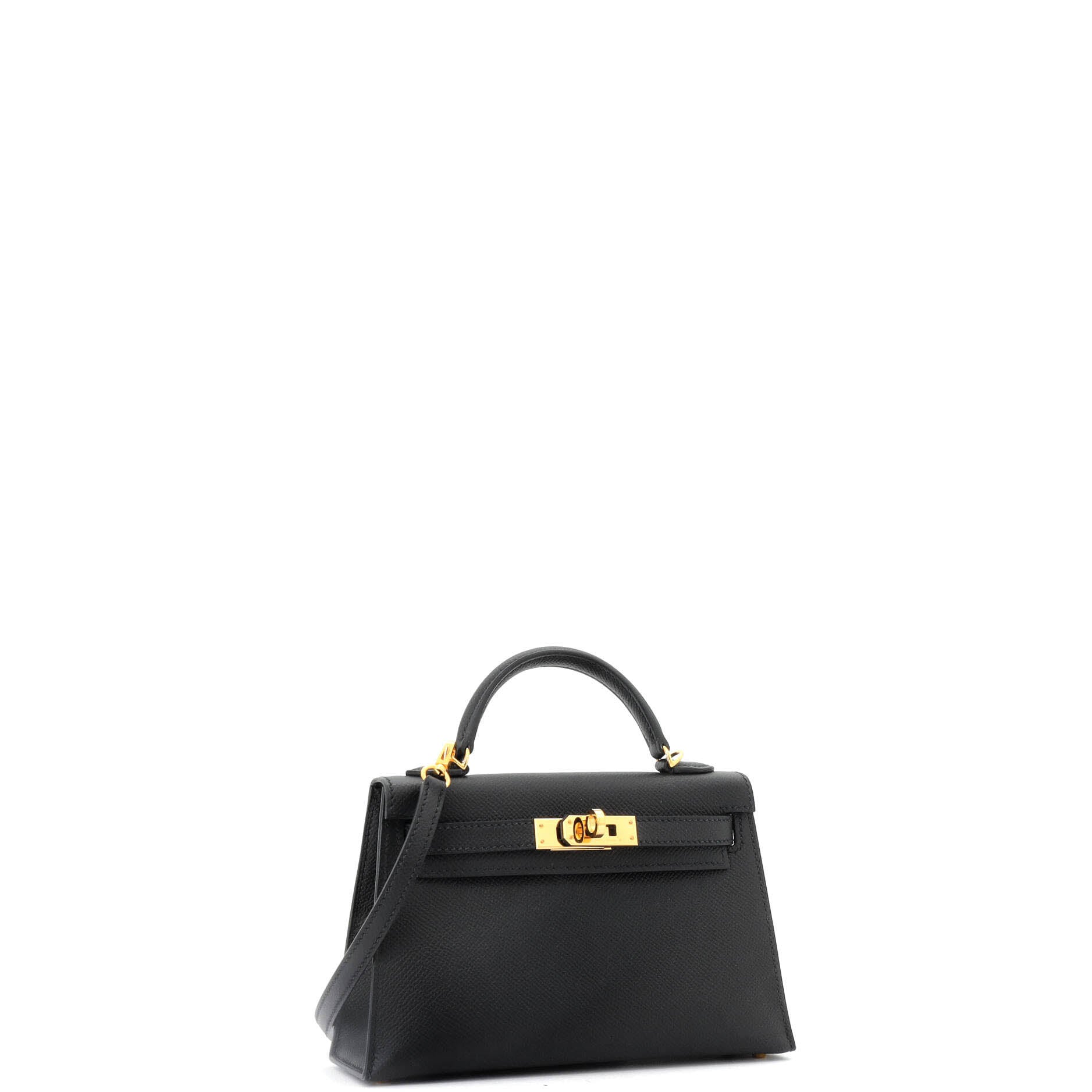 Hermes Kelly Mini II Bag Black Epsom with Gold Hardware 20