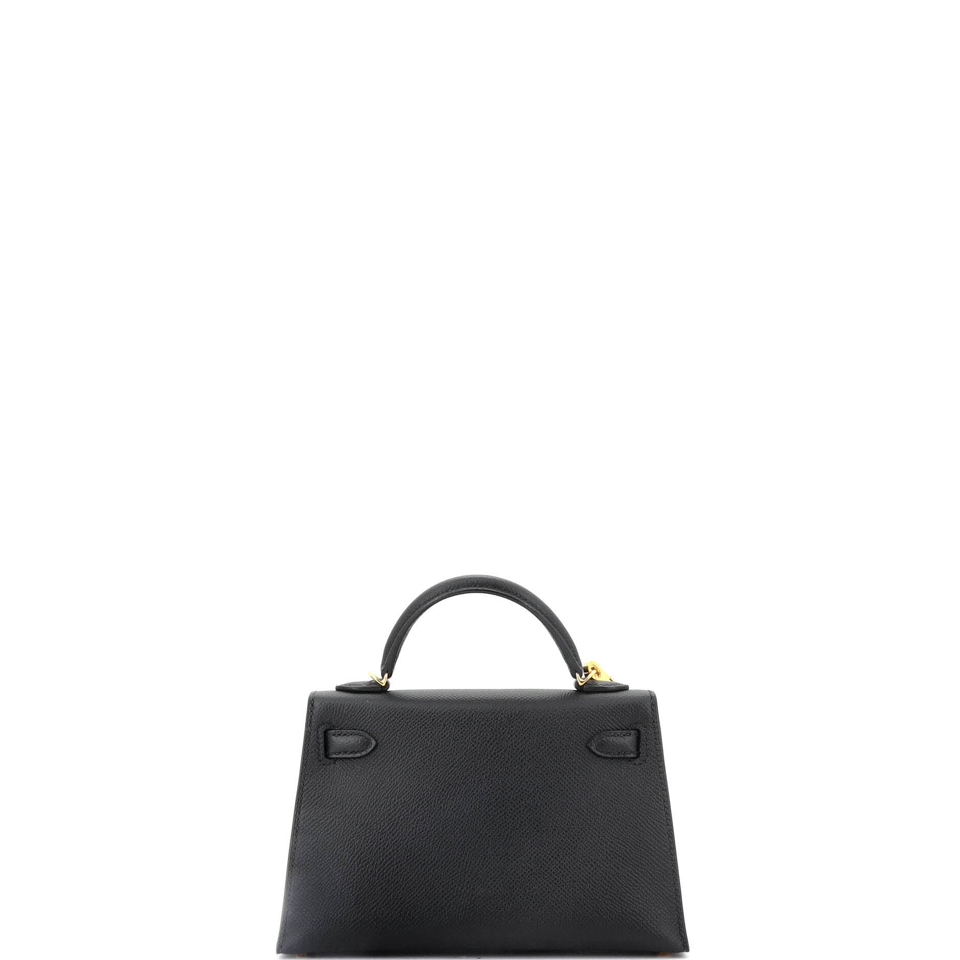 Hermes Kelly Mini II Bag Black Epsom with Gold Hardware 20