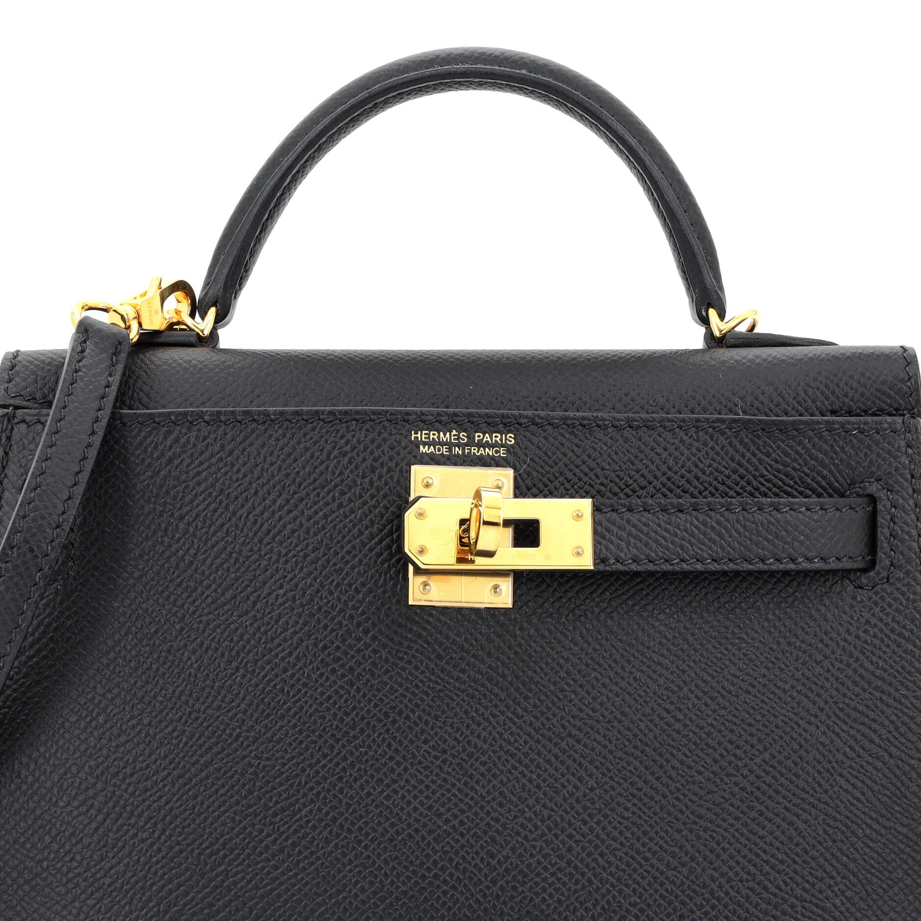 Hermes Kelly Mini II Bag Black Epsom with Gold Hardware 20
