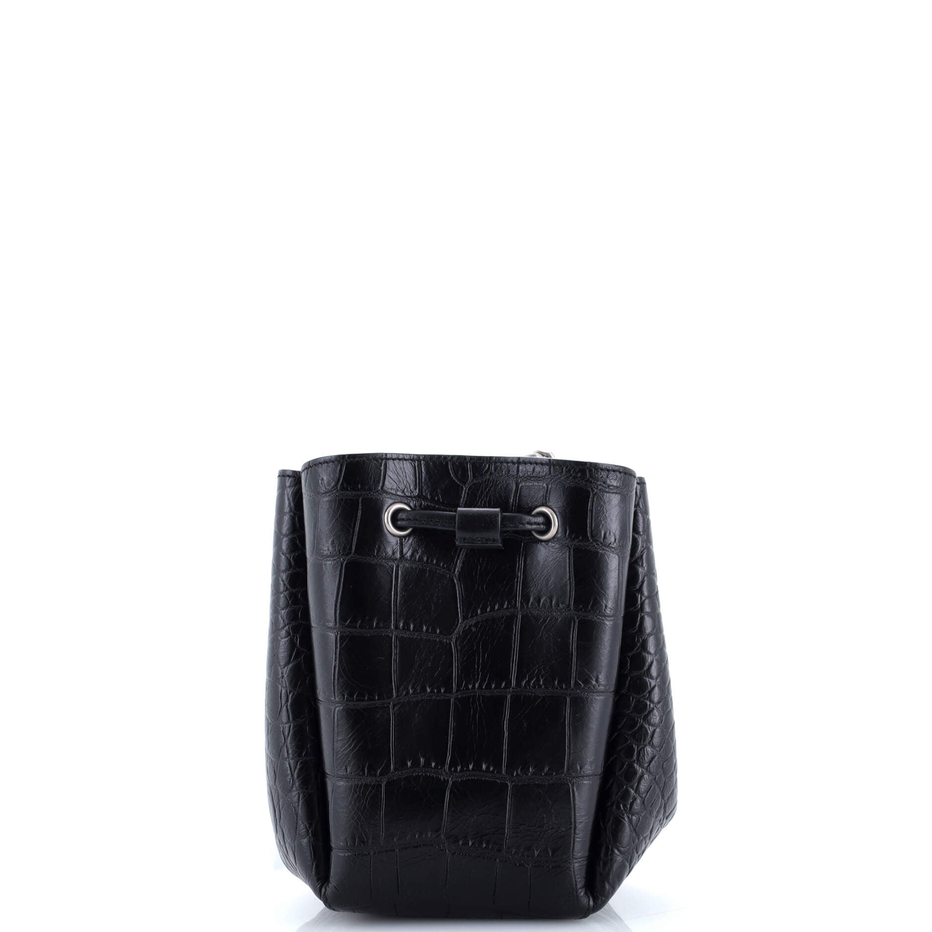 Saint Laurent Monogram Bucket Bag Crocodile Embossed Leather Mini