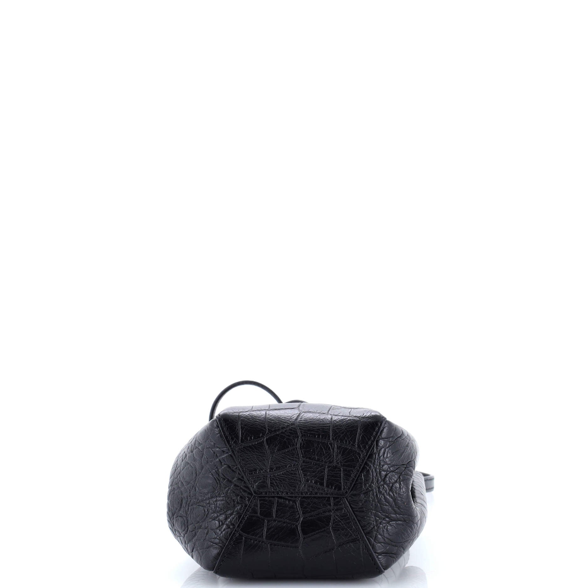 Saint Laurent Monogram Bucket Bag Crocodile Embossed Leather Mini