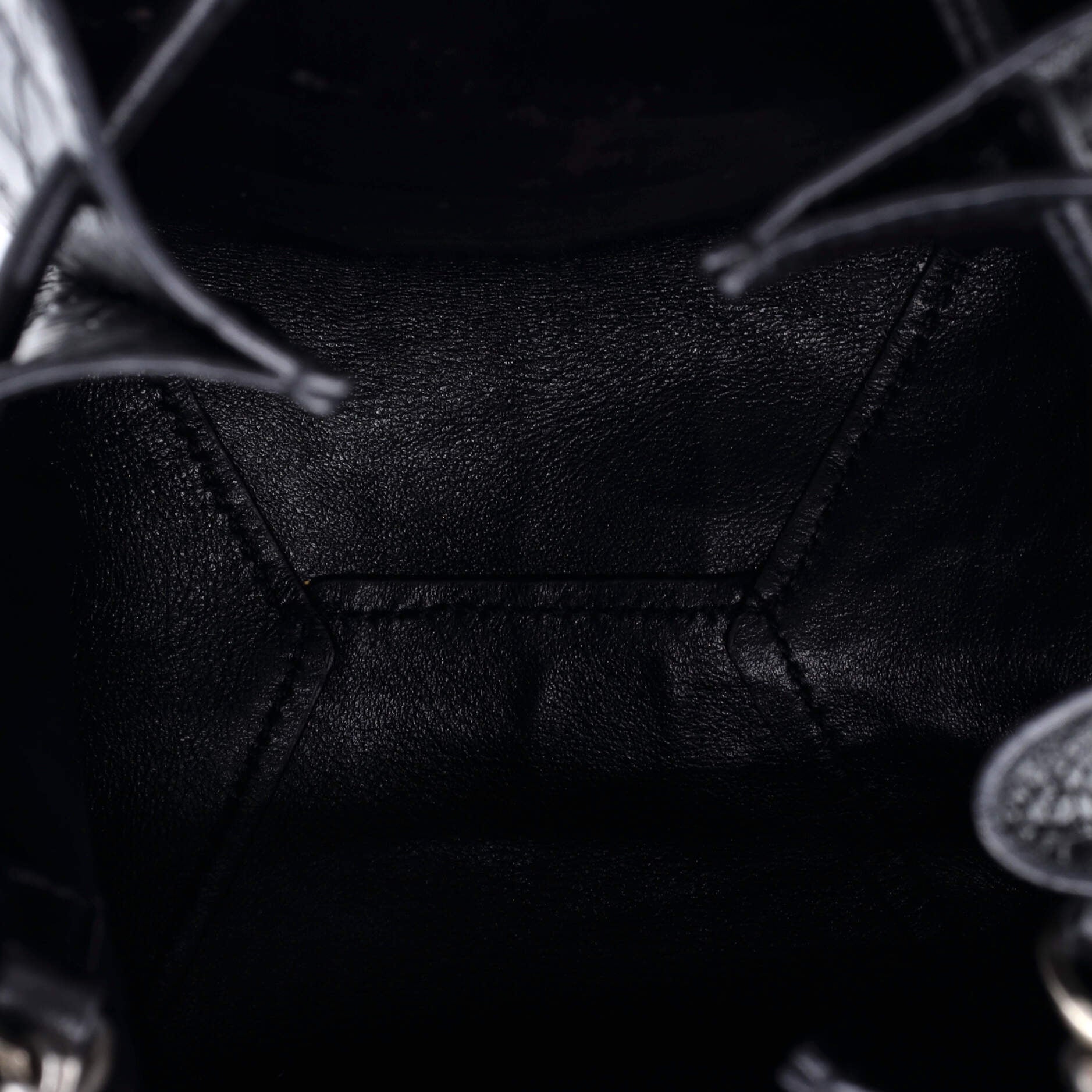 Saint Laurent Monogram Bucket Bag Crocodile Embossed Leather Mini