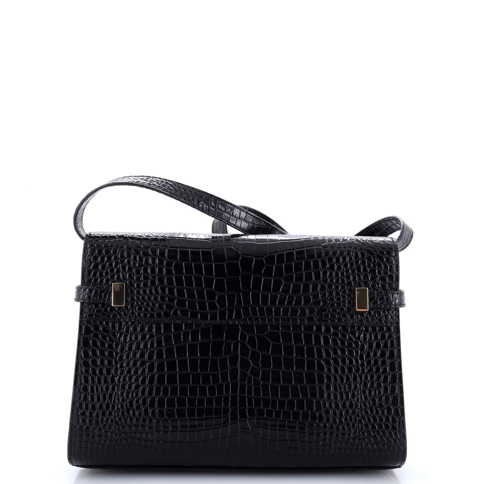 Saint Laurent Manhattan Shoulder Bag Crocodile Embossed Leather Medium
