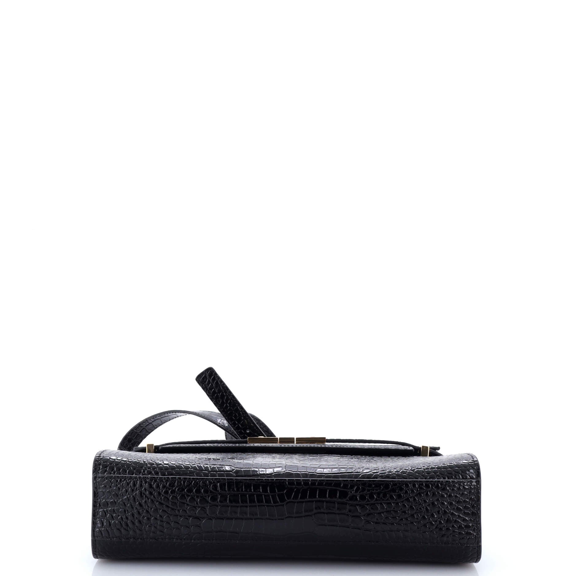 Saint Laurent Manhattan Shoulder Bag Crocodile Embossed Leather Medium