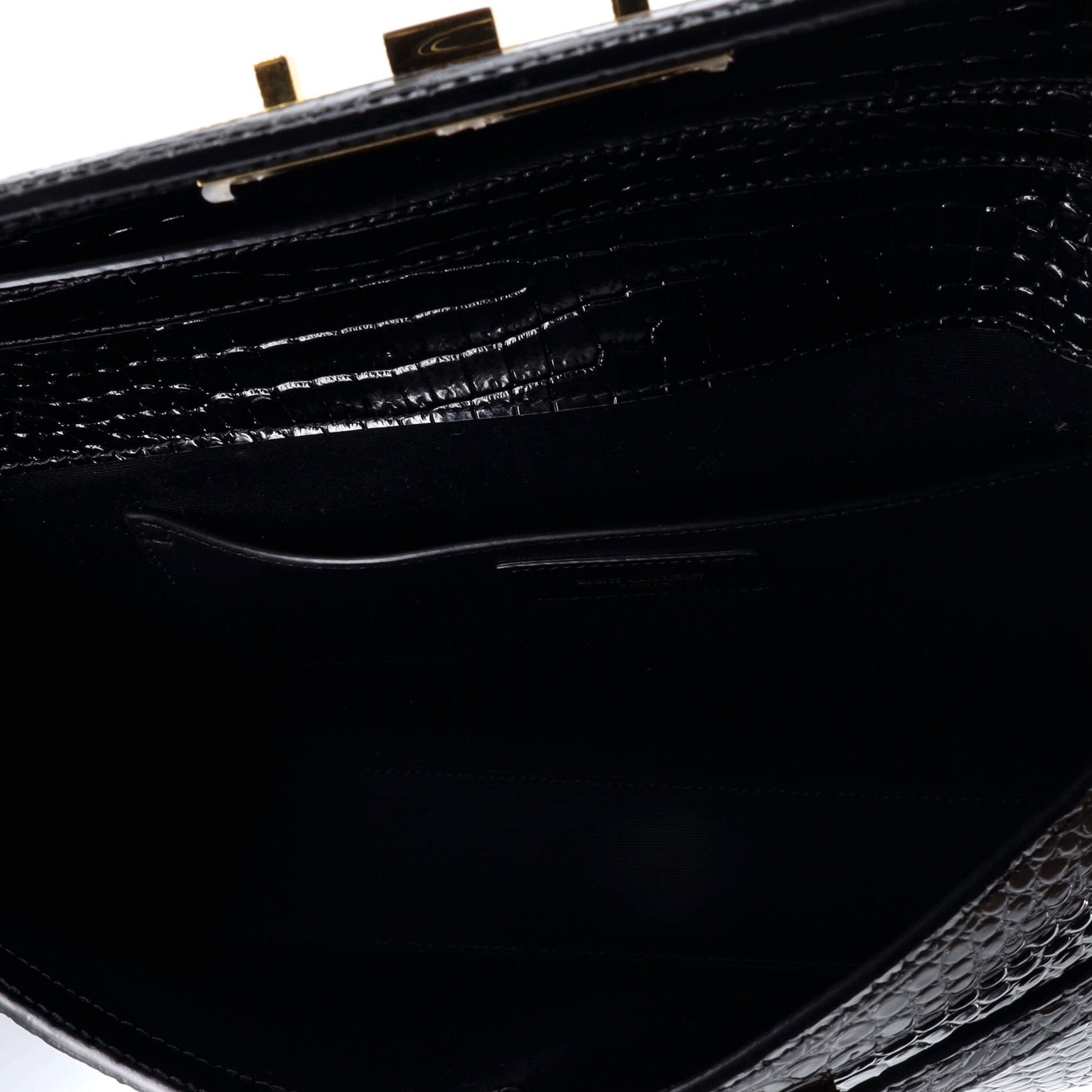 Saint Laurent Manhattan Shoulder Bag Crocodile Embossed Leather Medium