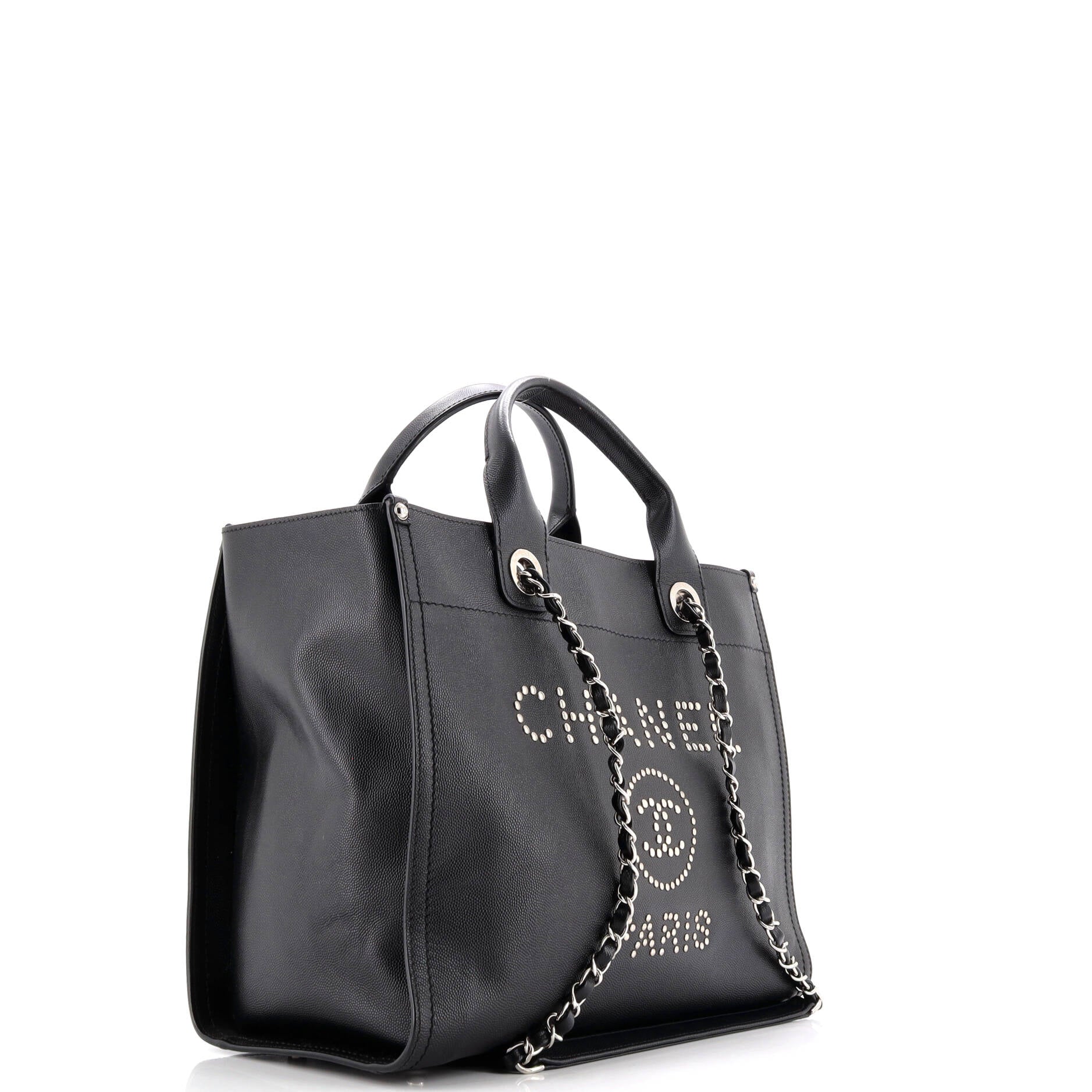 Chanel Deauville Tote Studded Caviar Small