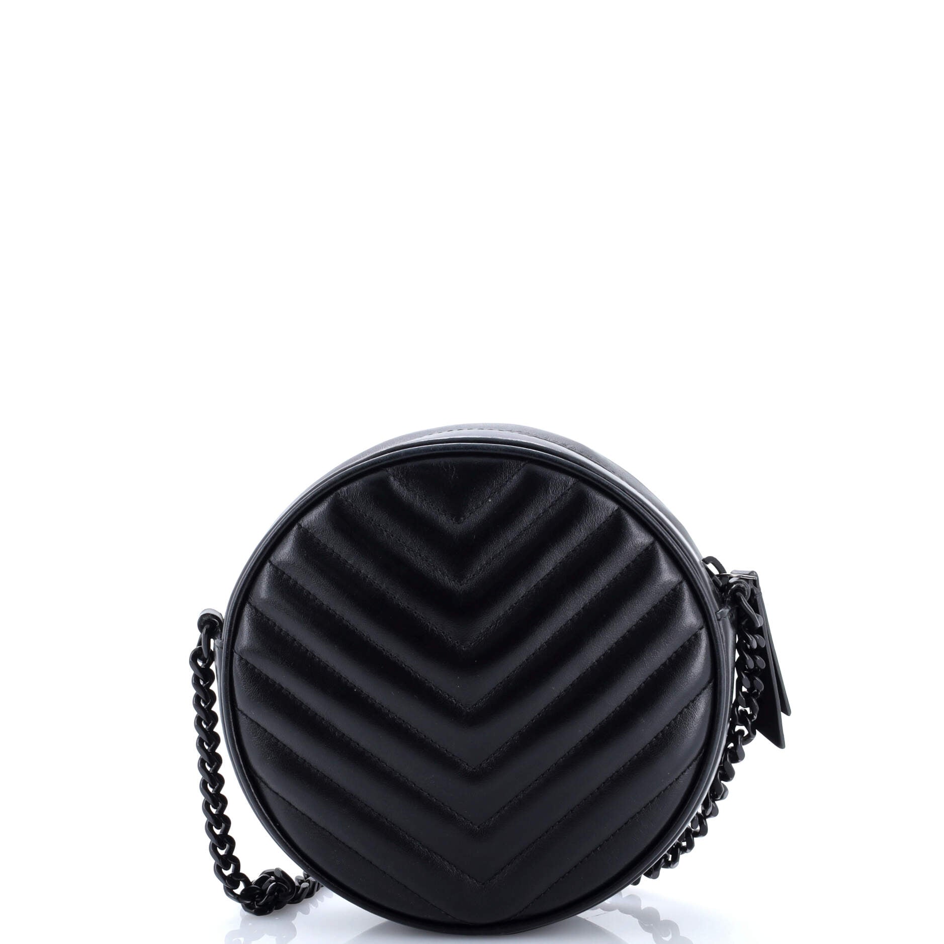 Saint Laurent Vinyle Round Camera Bag Matelasse Chevron Leather