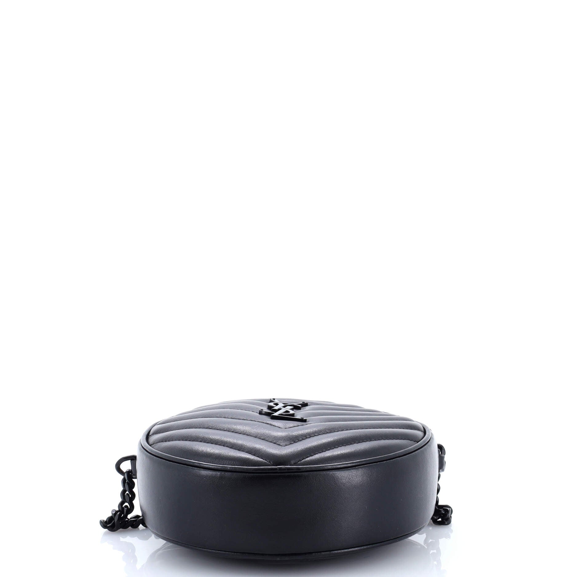 Saint Laurent Vinyle Round Camera Bag Matelasse Chevron Leather