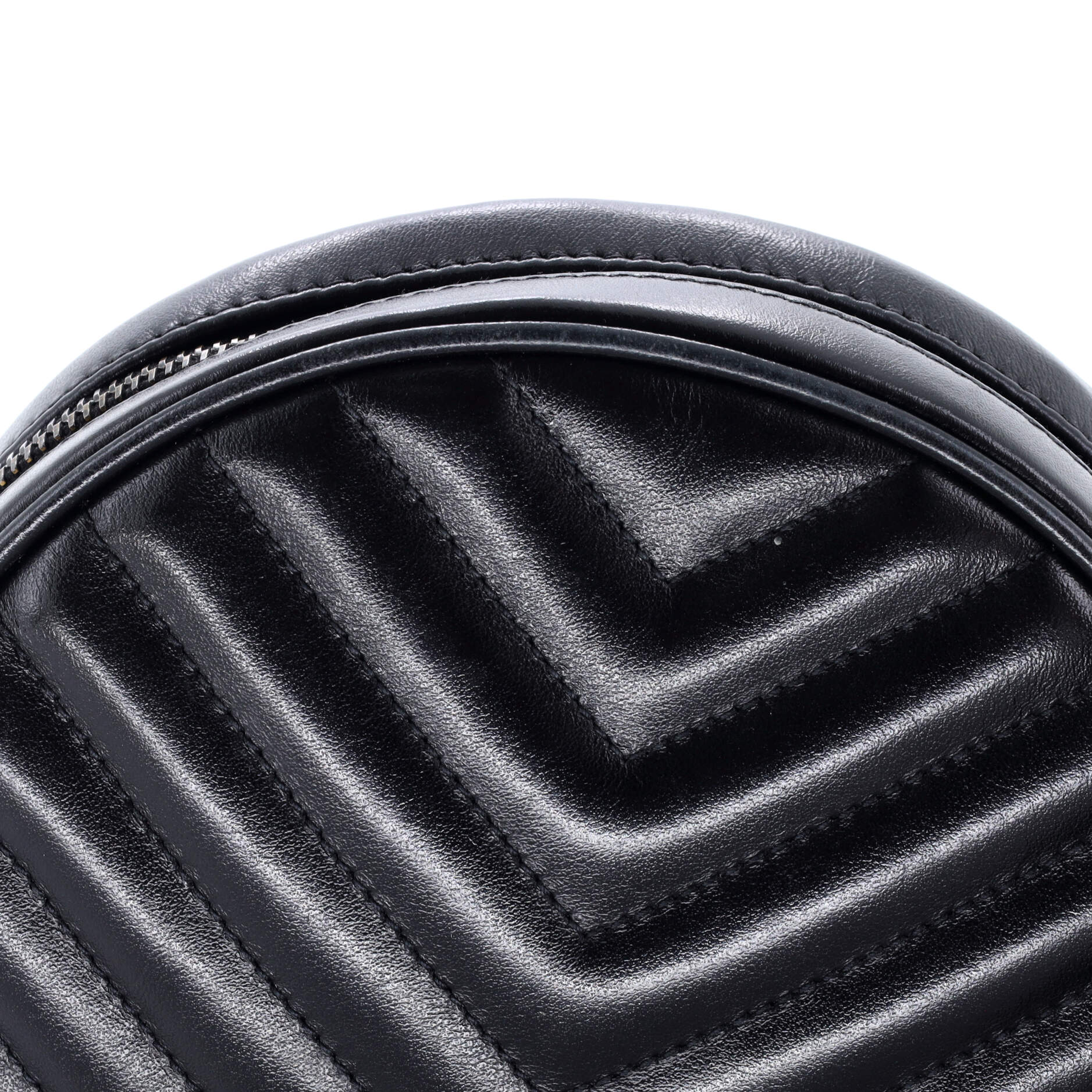 Saint Laurent Vinyle Round Camera Bag Matelasse Chevron Leather
