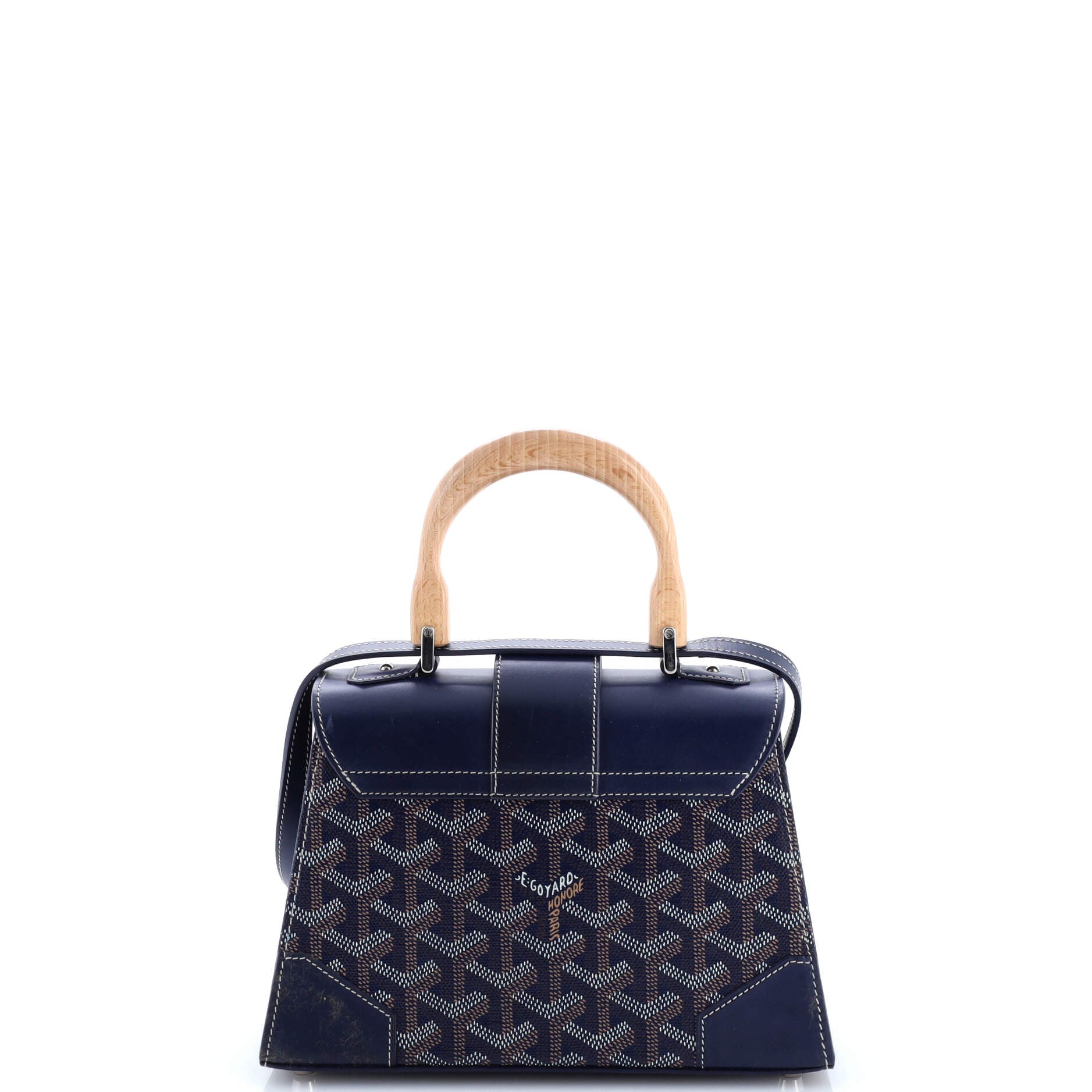 Goyard Structured Saigon Top Handle Bag Coated Canvas with Leather Mini