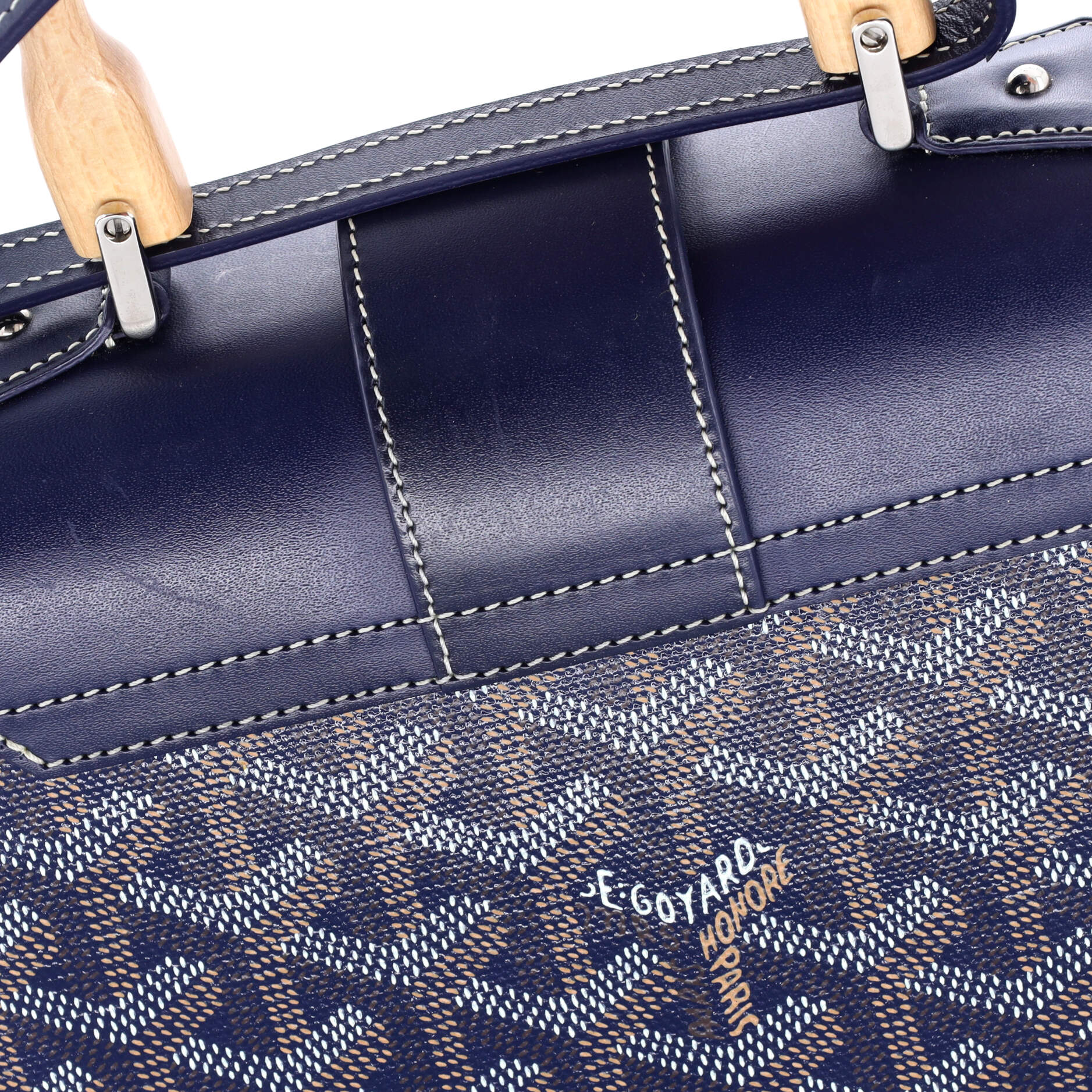 Goyard Structured Saigon Top Handle Bag Coated Canvas with Leather Mini
