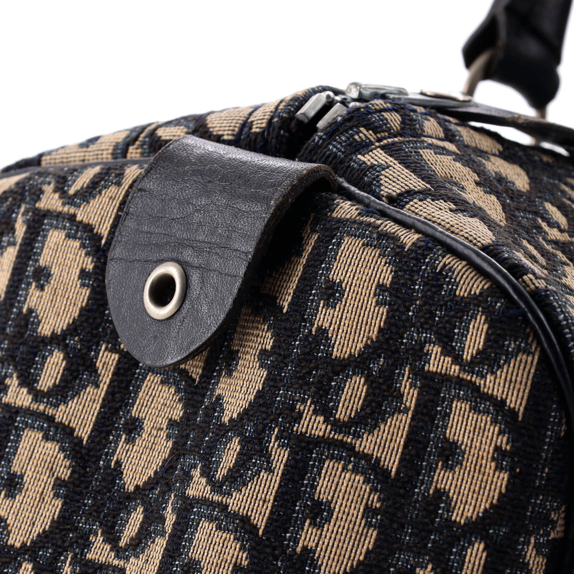 Christian Dior Vintage Trotter Boston Bag Diorissimo Canvas Medium