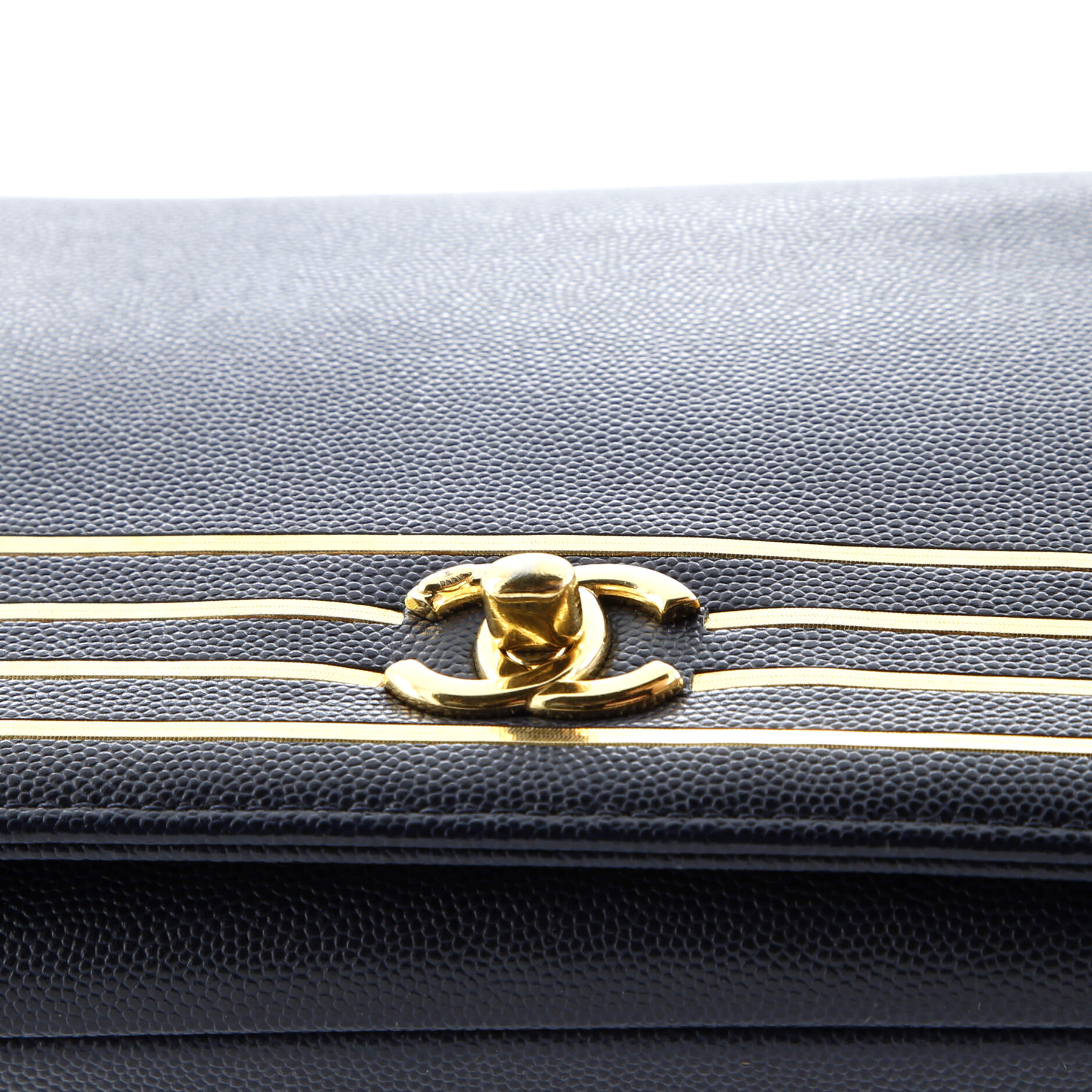 Chanel Captain Gold Flap Bag Embroidered Caviar Medium