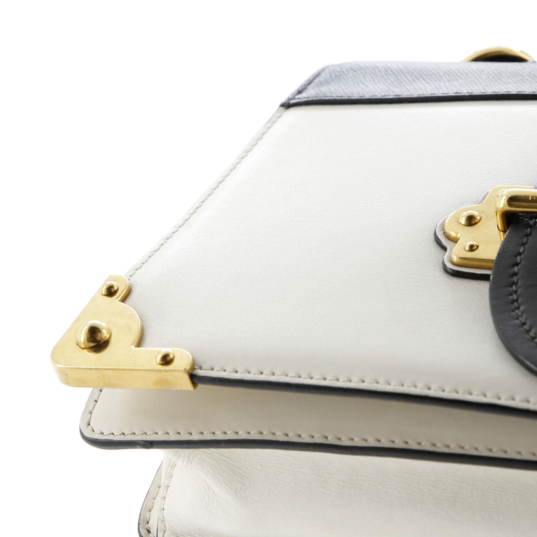 Prada Cahier Crossbody Bag Leather and Saffiano Leather Large