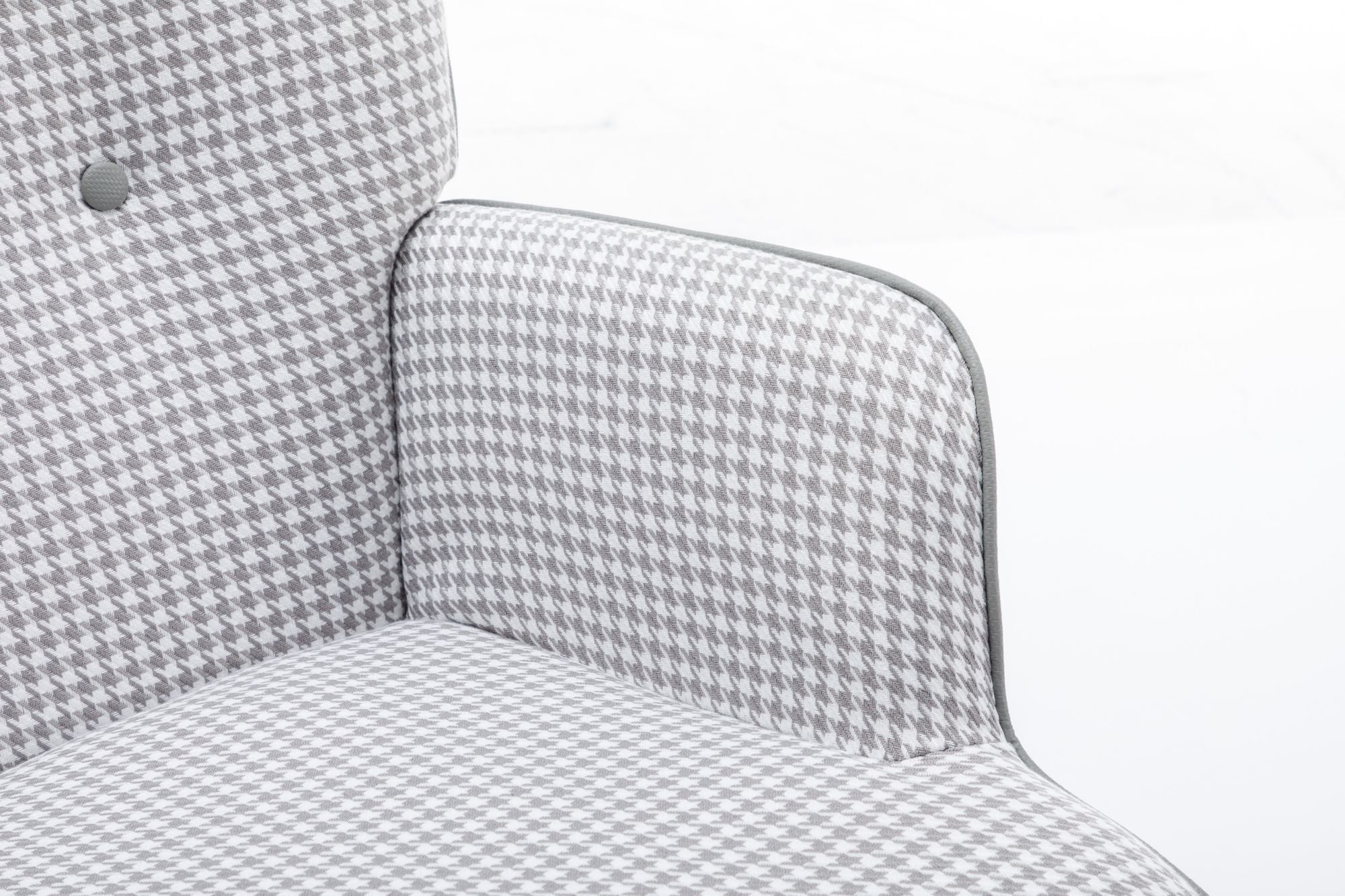 35.5 inch Rocking Chair, Soft Houndstooth Fabric Leather Fabric Rocking Chair for Nursery, Comfy Wingback Glider Rocker with Safe Solid Wood Base for Living Room Bedroom Balcony