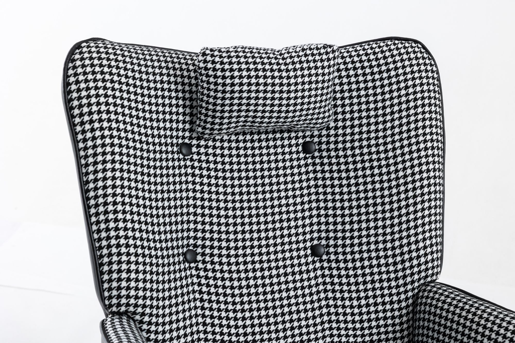 35.5 inch Rocking Chair, Soft Houndstooth Fabric Leather Fabric Rocking Chair for Nursery, Comfy Wingback Glider Rocker with Safe Solid Wood Base for Living Room Bedroom Balcony