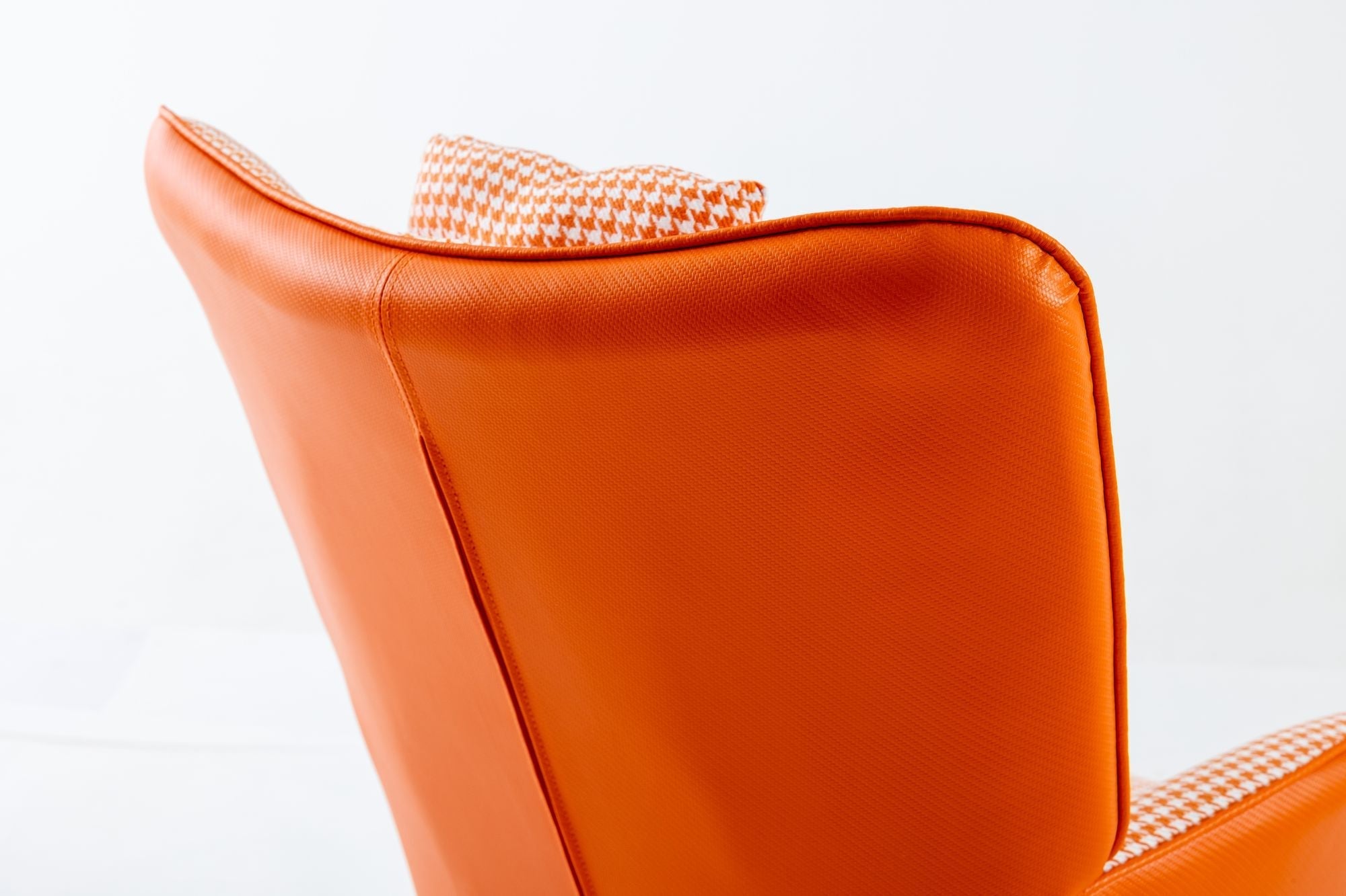 35.5 inch Rocking Chair, Soft Houndstooth Fabric Leather Fabric Rocking Chair for Nursery, Comfy Wingback Glider Rocker with Safe Solid Wood Base for Living Room Bedroom Balcony