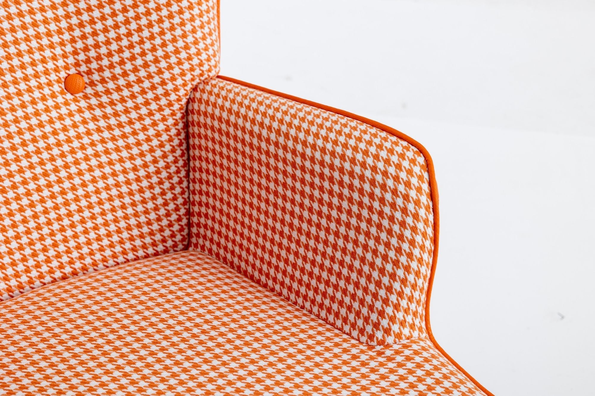 35.5 inch Rocking Chair, Soft Houndstooth Fabric Leather Fabric Rocking Chair for Nursery, Comfy Wingback Glider Rocker with Safe Solid Wood Base for Living Room Bedroom Balcony