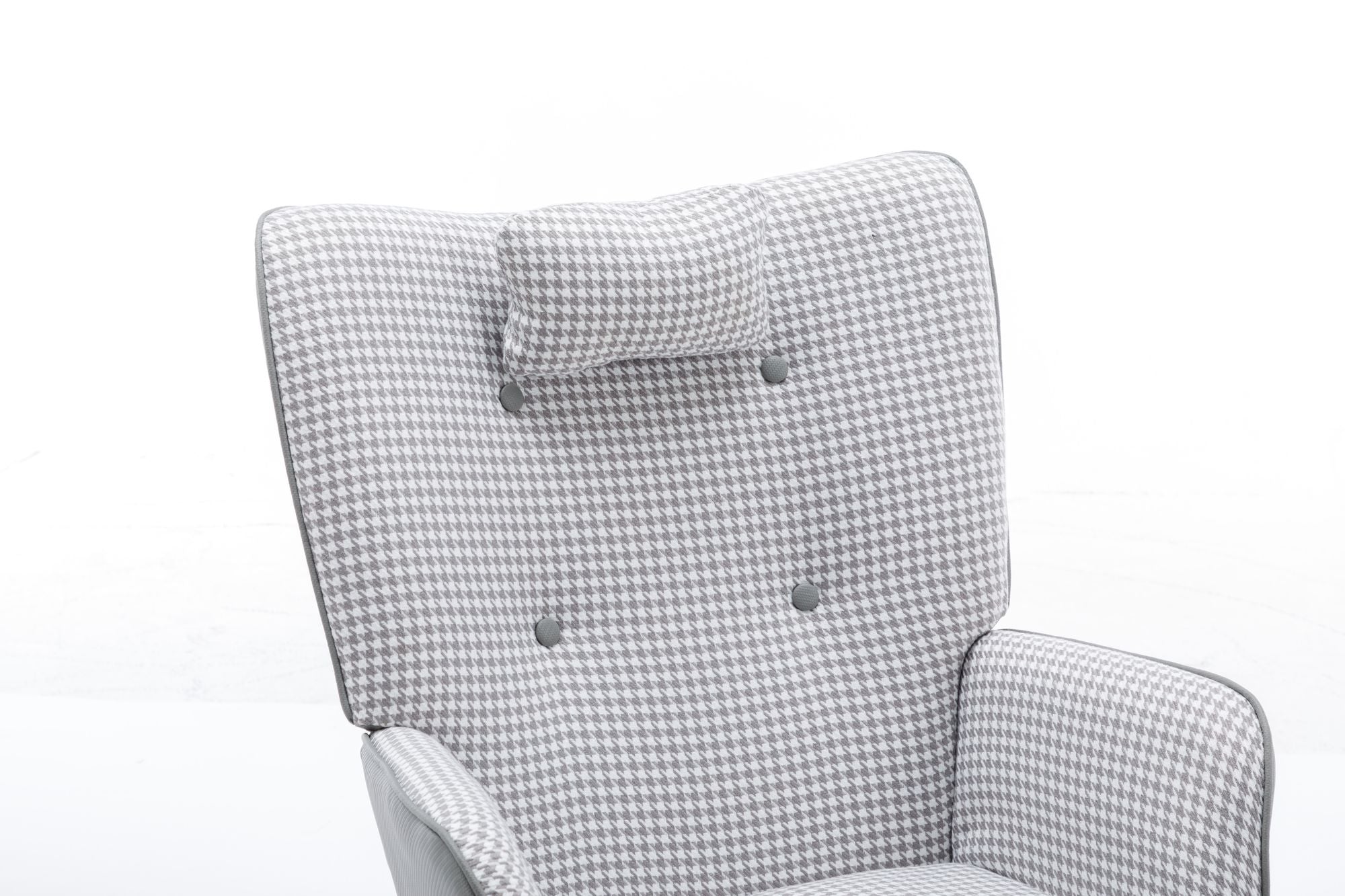 35.5 inch Rocking Chair, Soft Houndstooth Fabric Leather Fabric Rocking Chair for Nursery, Comfy Wingback Glider Rocker with Safe Solid Wood Base for Living Room Bedroom Balcony