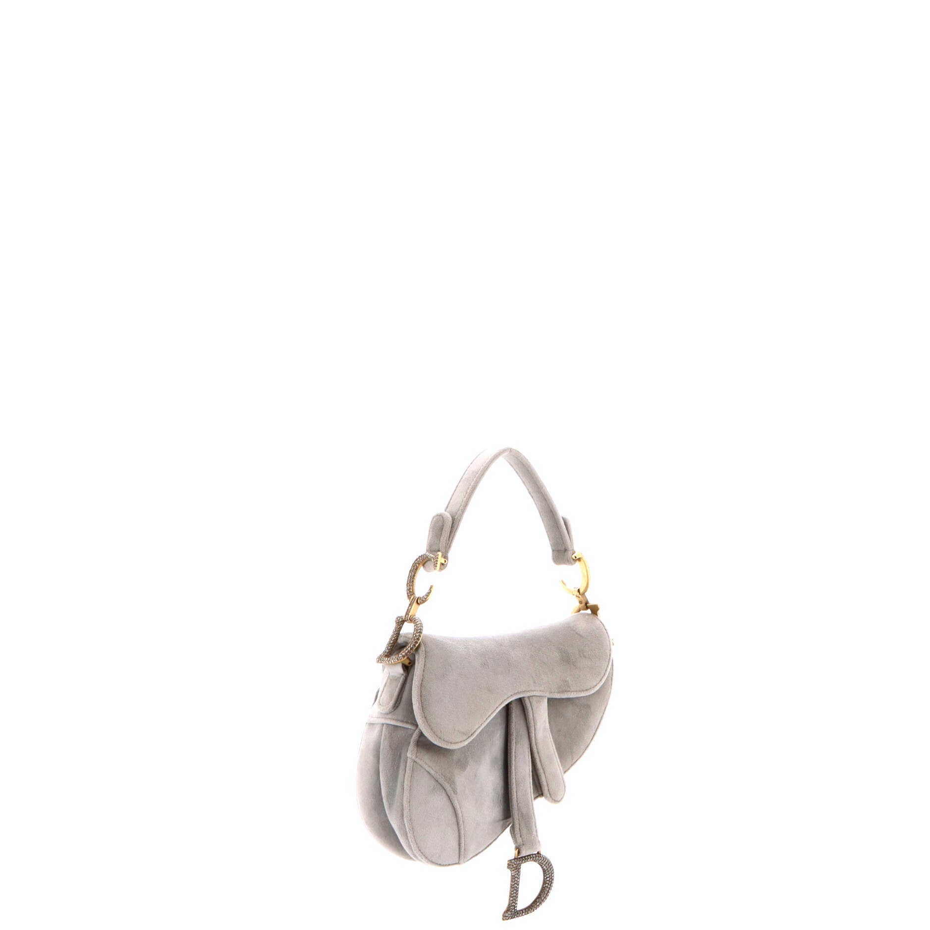 Christian Dior Saddle Handbag Velvet with Crystals Mini
