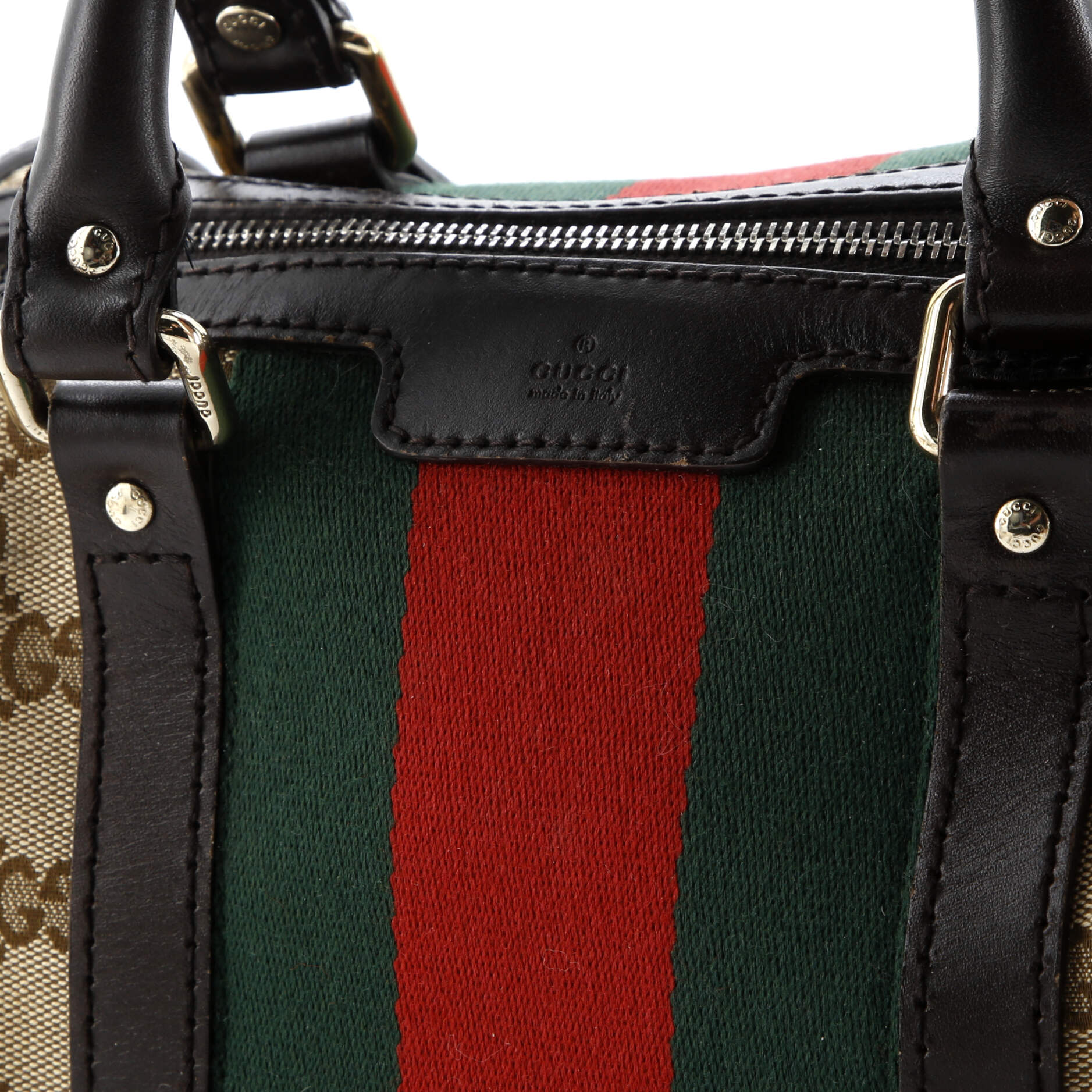 Gucci Vintage Web Boston Bag GG Canvas Small