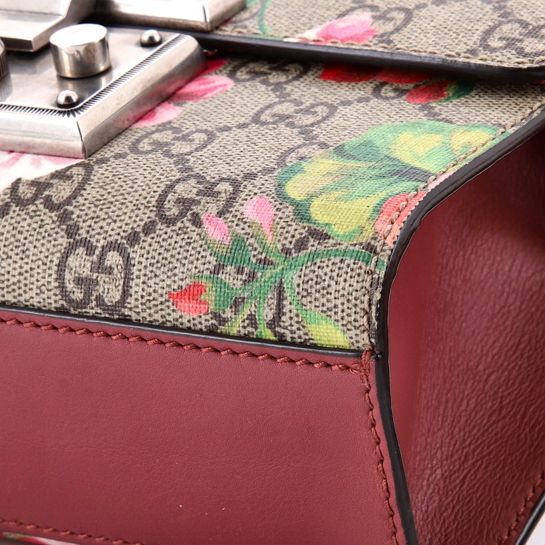 Gucci Padlock Shoulder Bag Blooms Print GG Coated Canvas Small