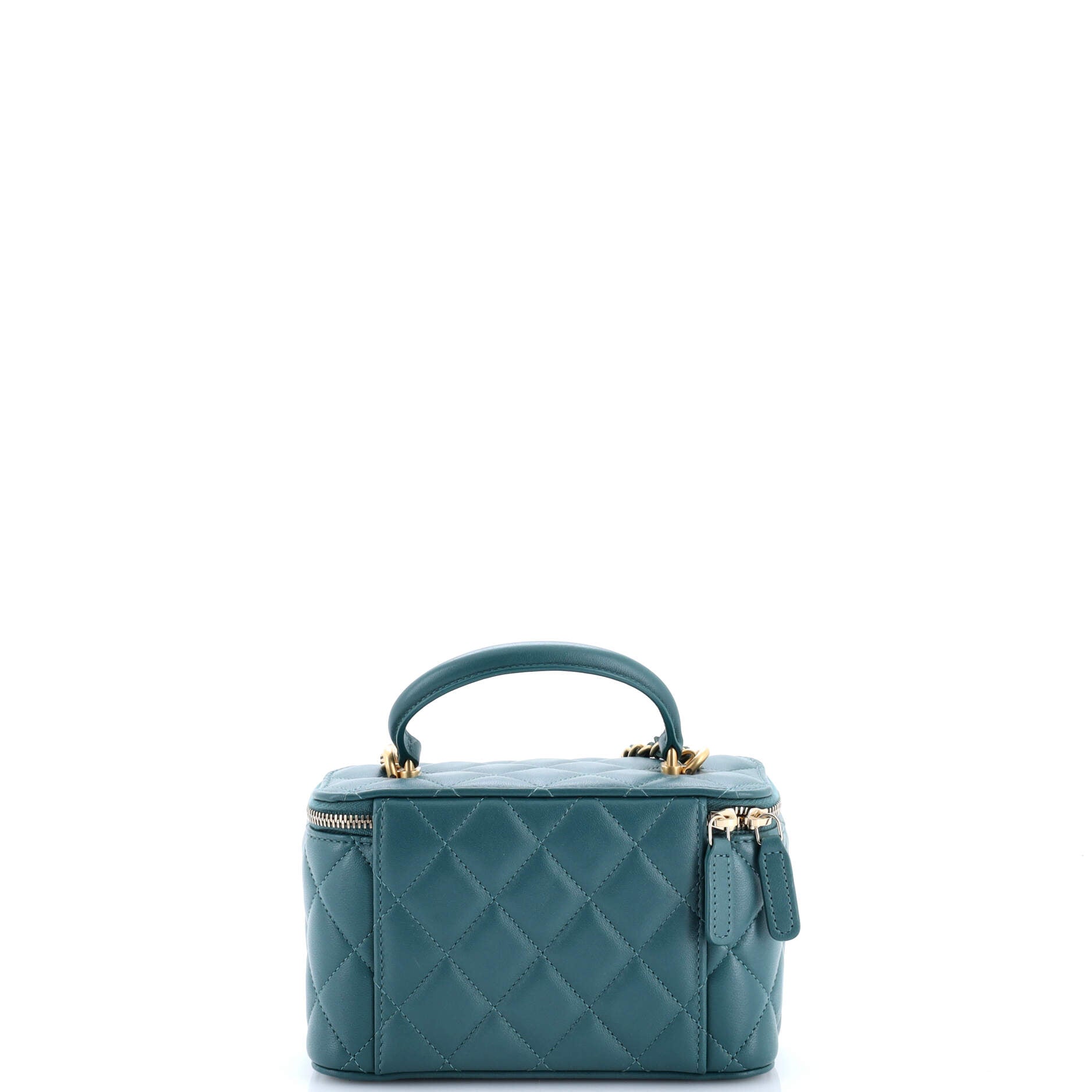 Chanel Classic Top Handle Vanity Case with Chain Quilted Lambskin Small