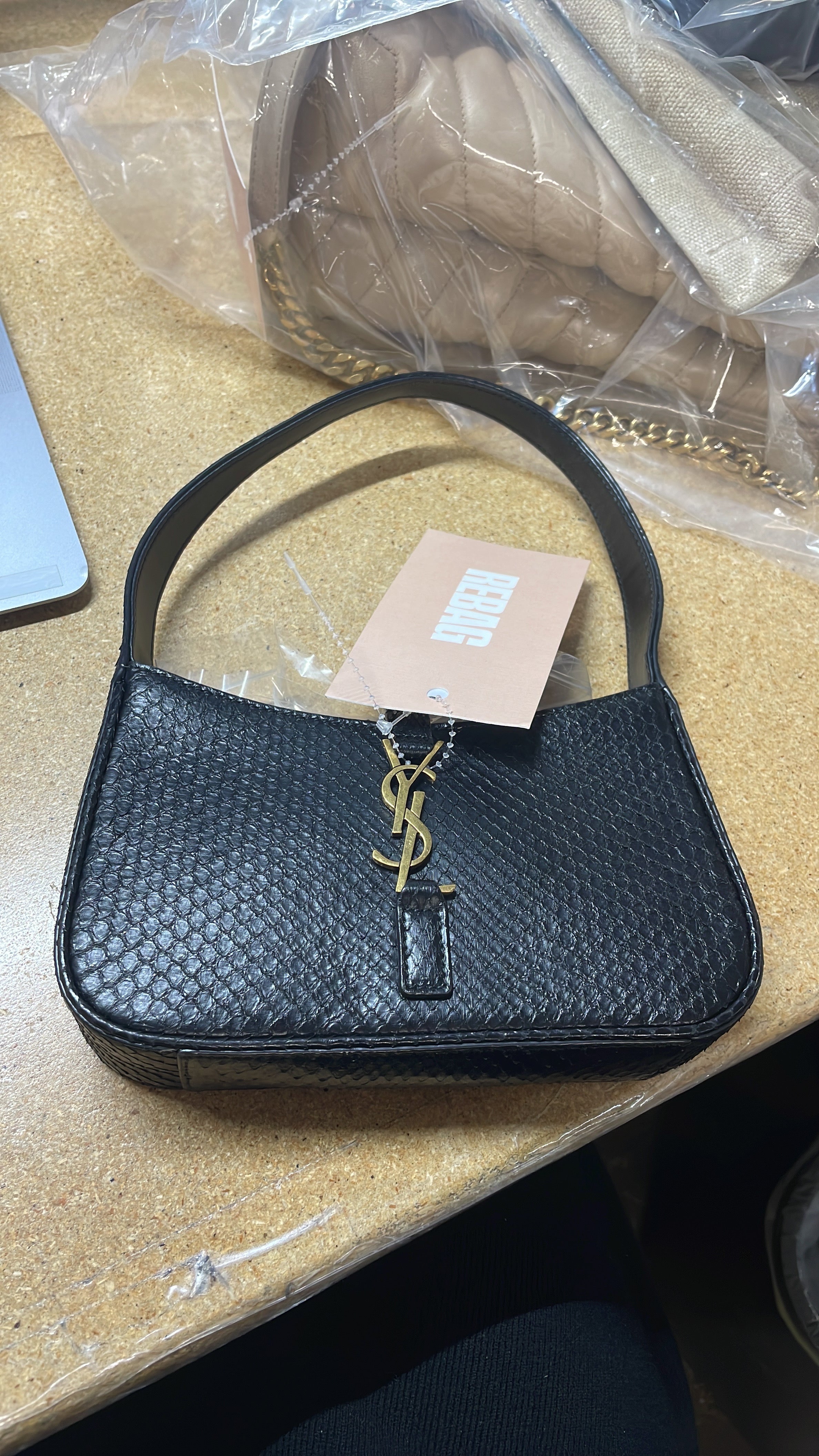 Saint Laurent Le 5 a 7 Hobo Snakeskin Mini