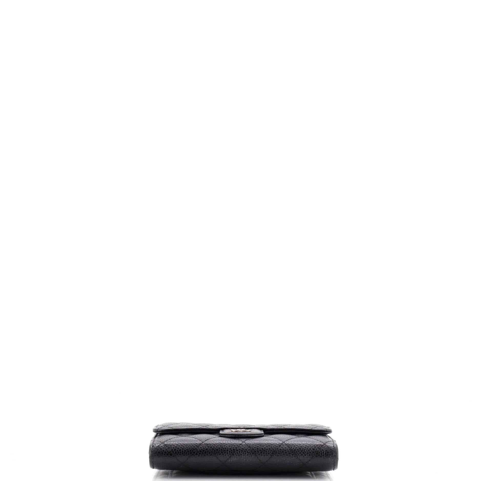 Chanel CC Gusset Classic Flap Wallet Quilted Caviar Medium
