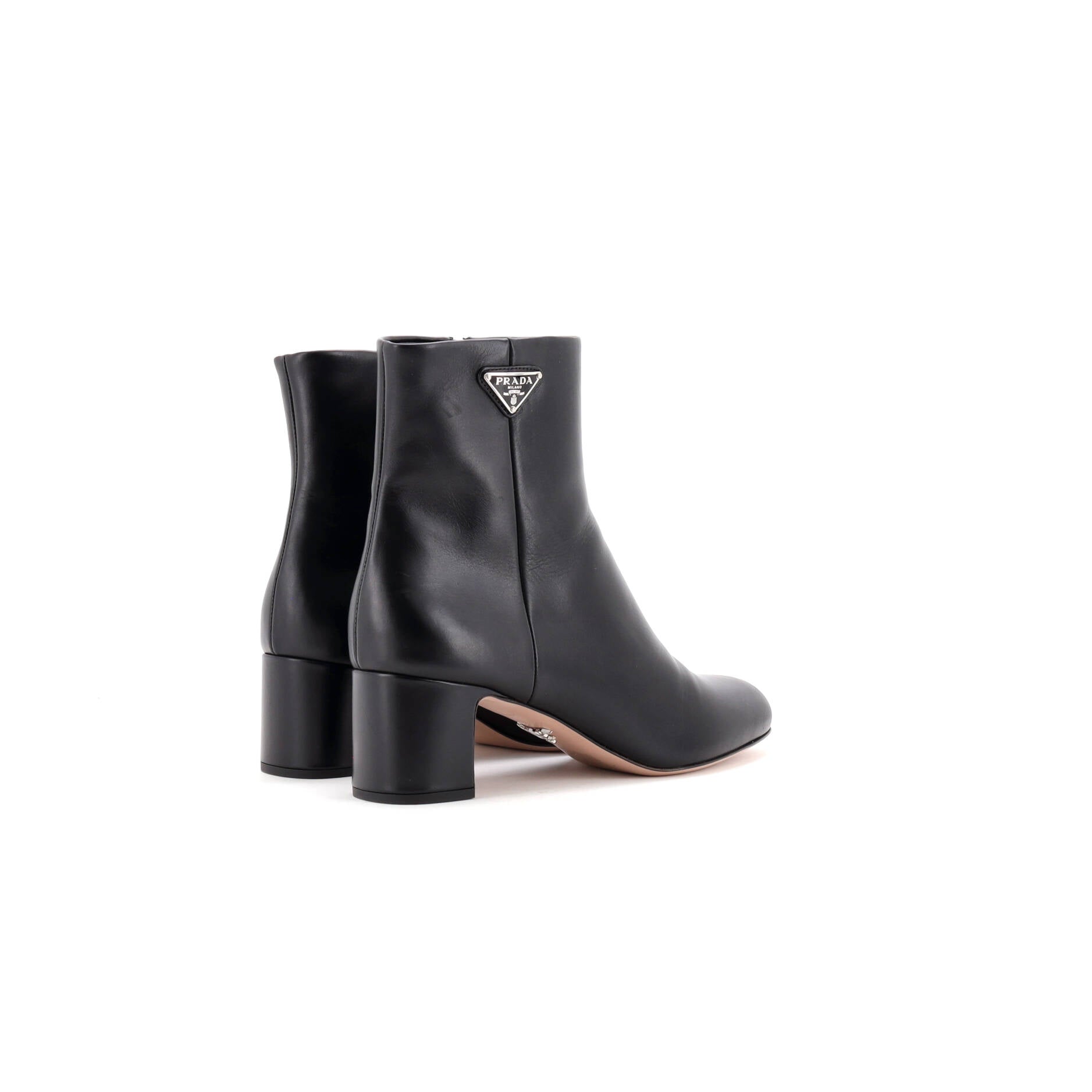 Prada Women's Triangle Logo Ankle Boots Leather