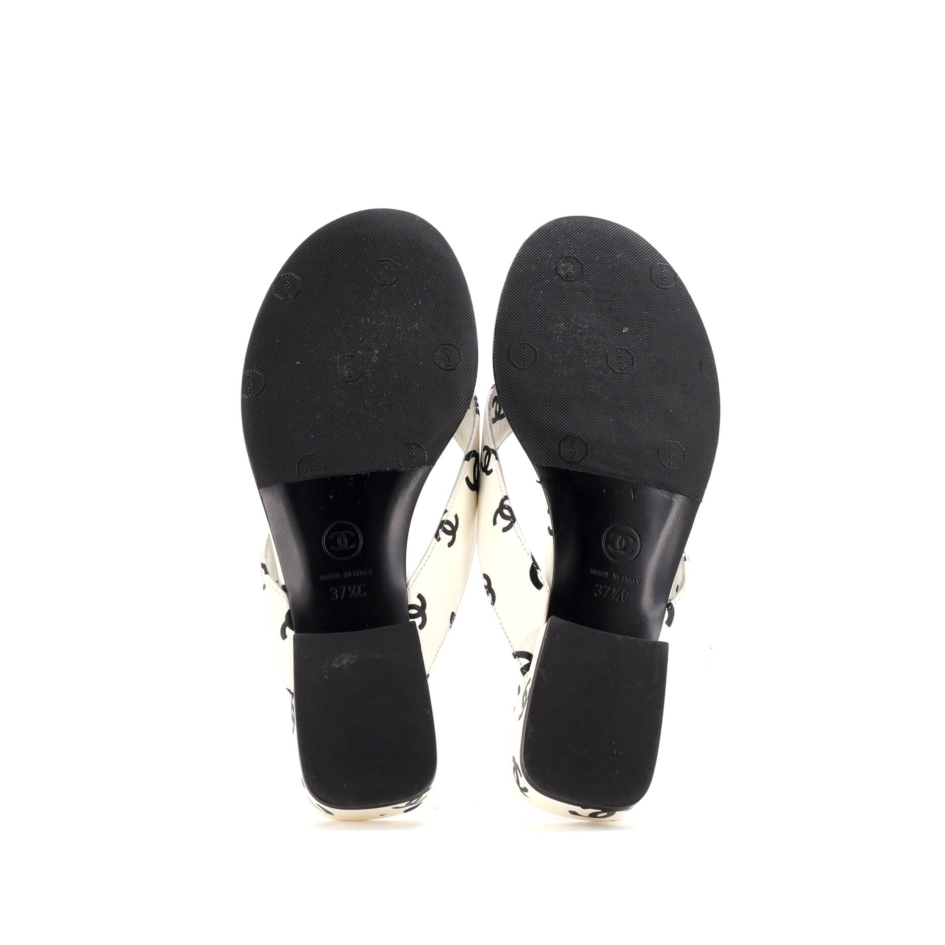 Chanel Women's CC Coco Beach Thong Sandals Printed Leather