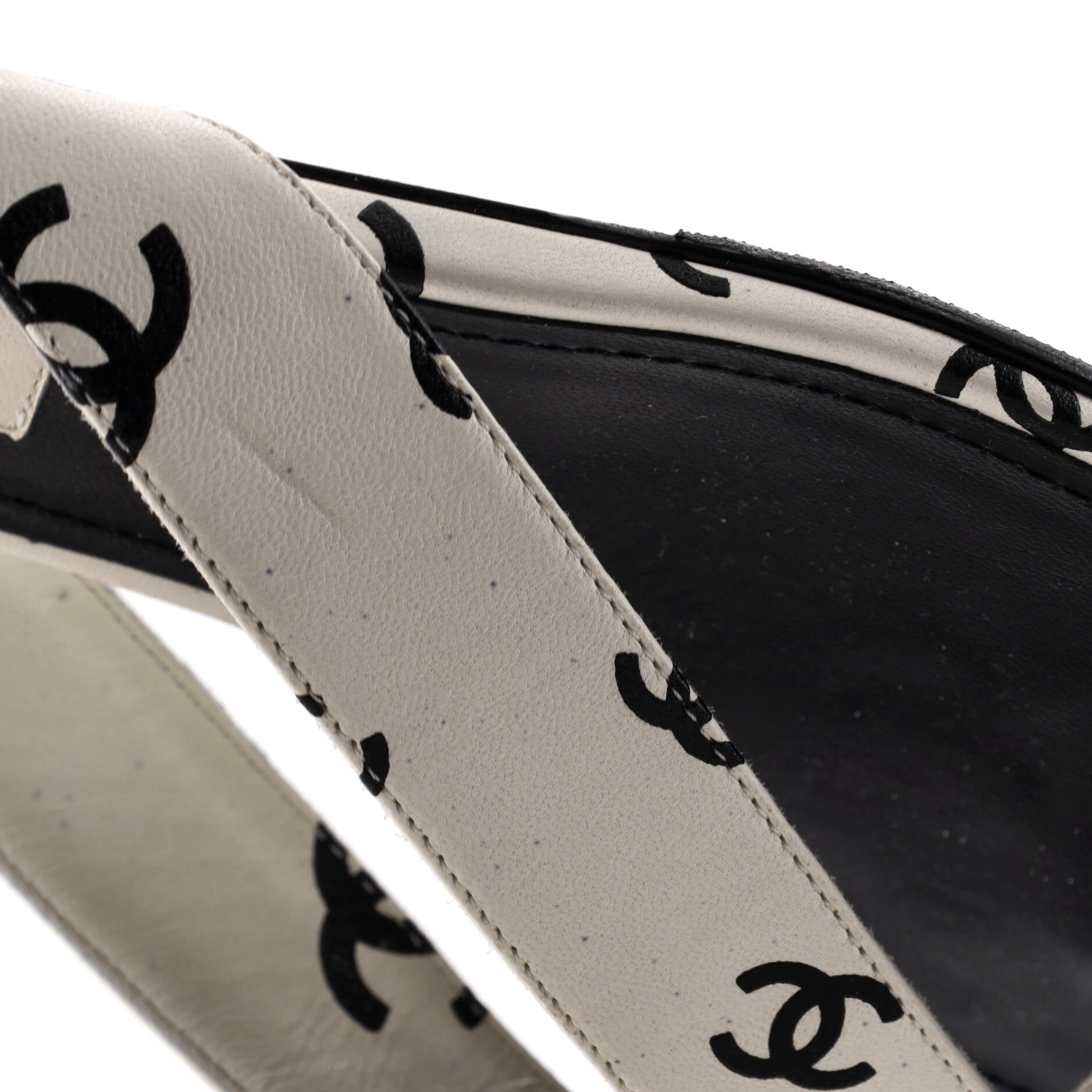 Chanel Women's CC Coco Beach Thong Sandals Printed Leather