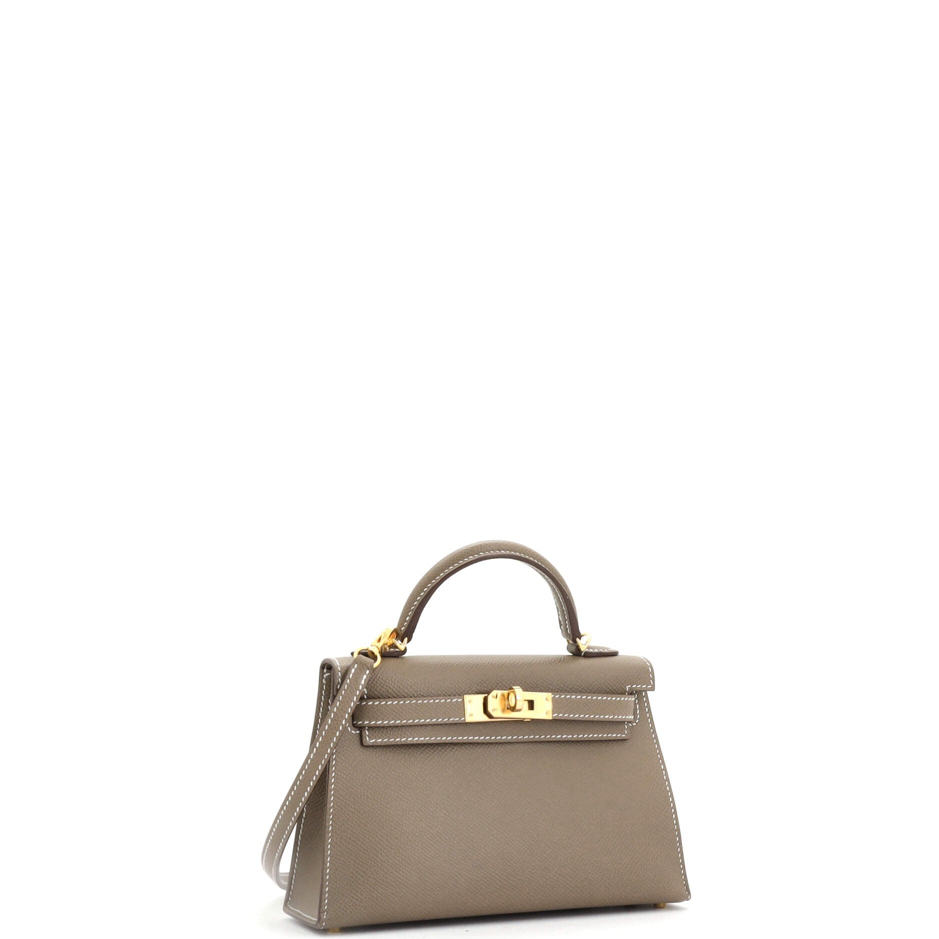 Hermes Kelly Mini II Bag Grey Epsom with Gold Hardware 20