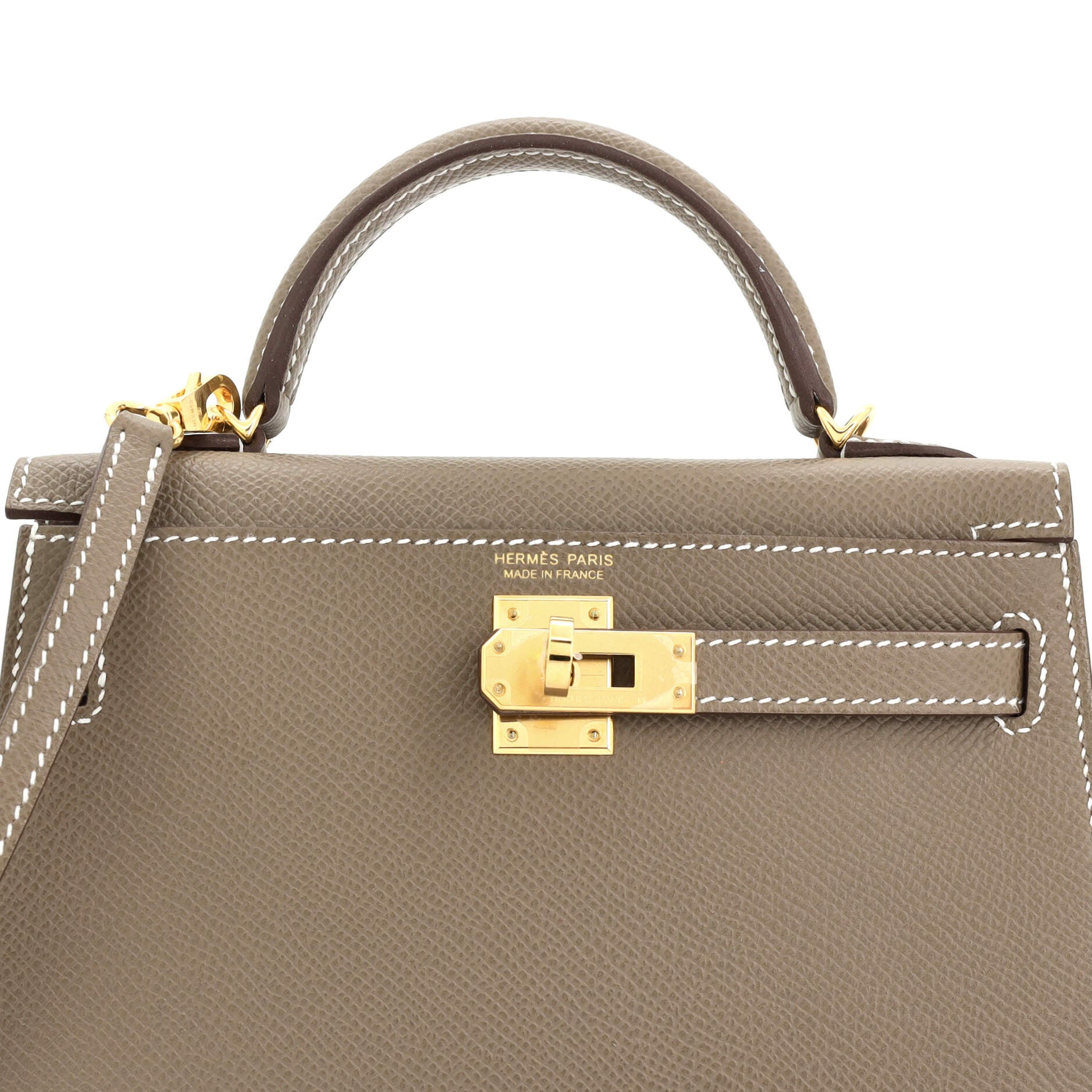 Hermes Kelly Mini II Bag Grey Epsom with Gold Hardware 20