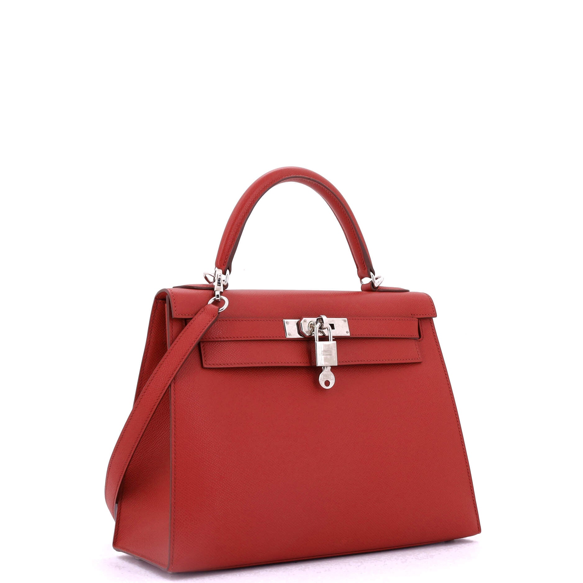 Hermes Kelly Handbag Red Epsom with Palladium Hardware 28