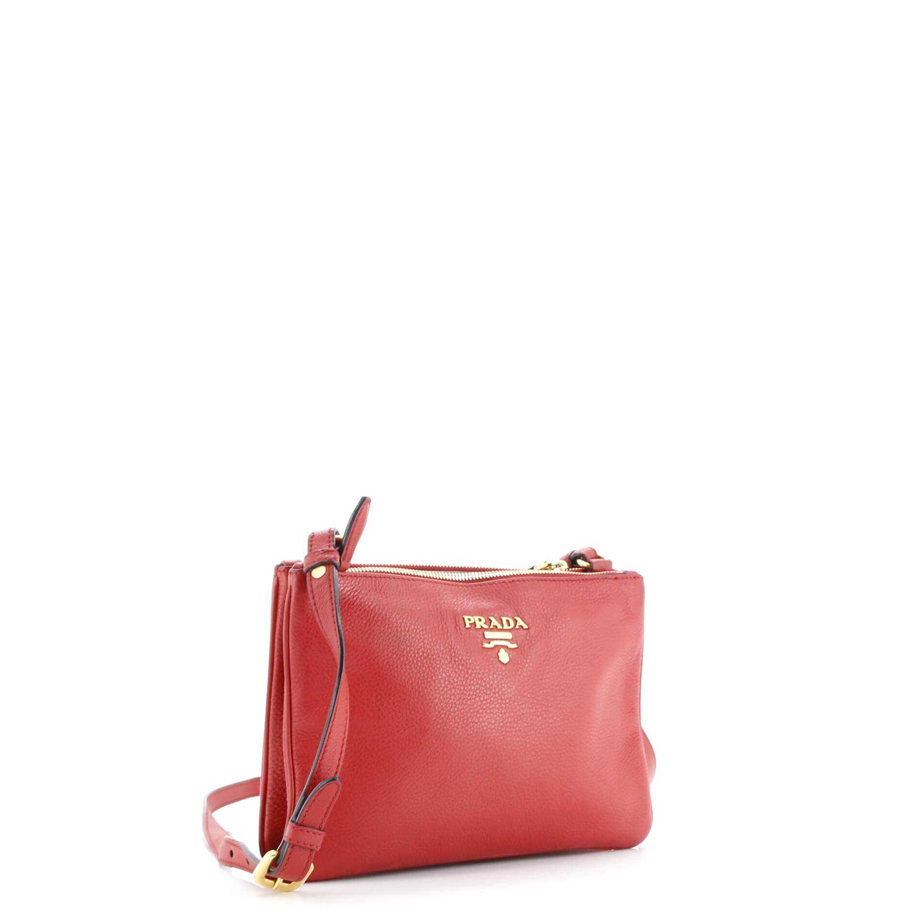 Prada Double Zip Crossbody Bag Vitello Daino Small