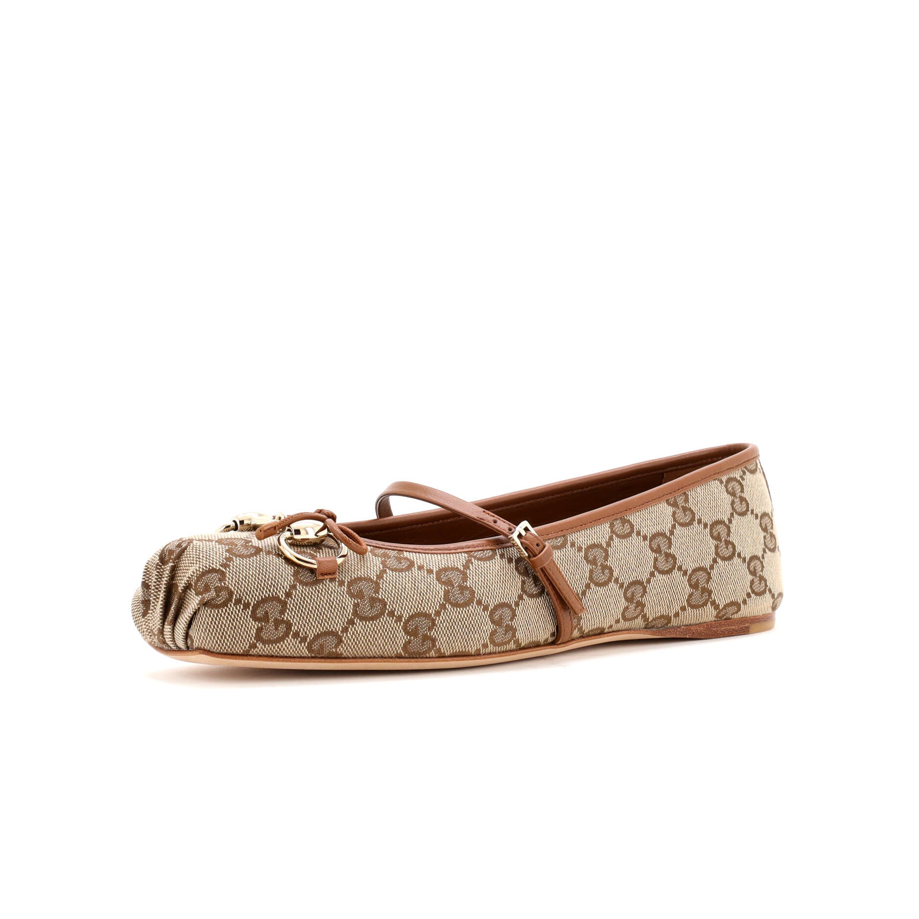 Gucci Women's Horsebit Ballet Flats GG Canvas