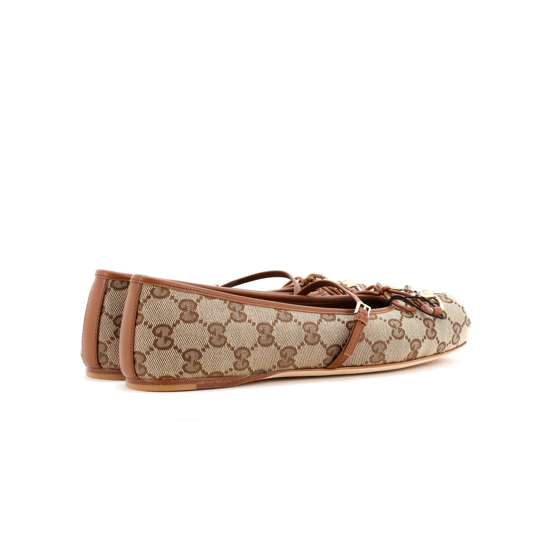 Gucci Women's Horsebit Ballet Flats GG Canvas