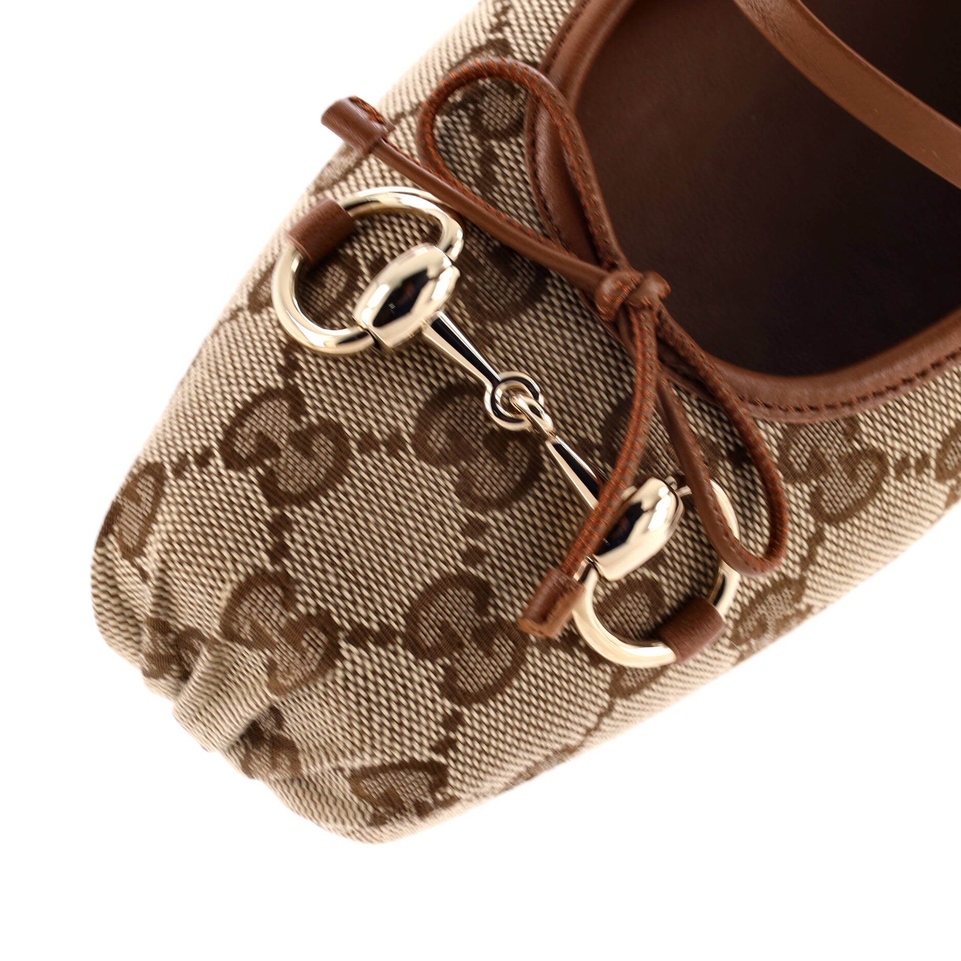 Gucci Women's Horsebit Ballet Flats GG Canvas