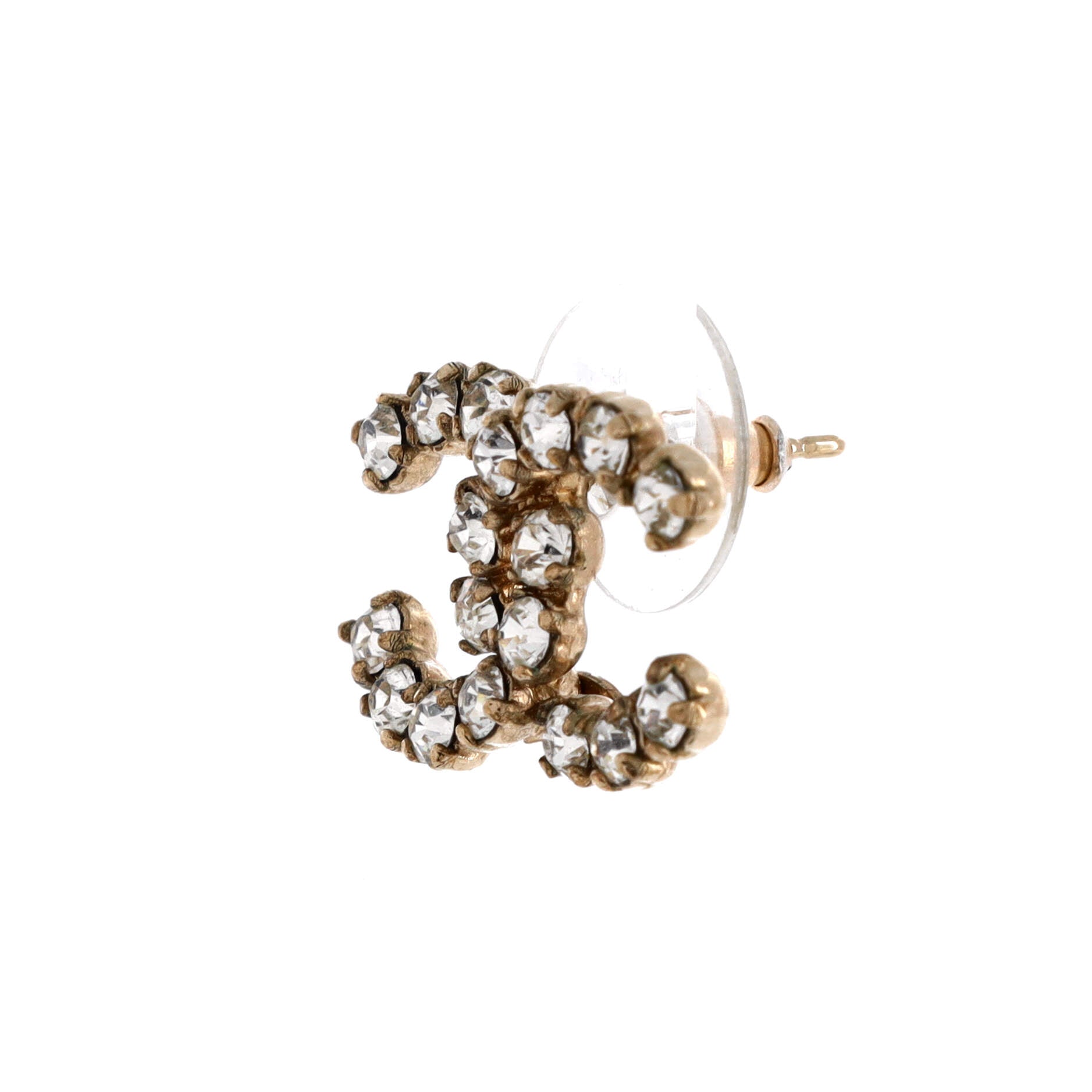 Chanel CC Stud Earrings Metal with Crystals