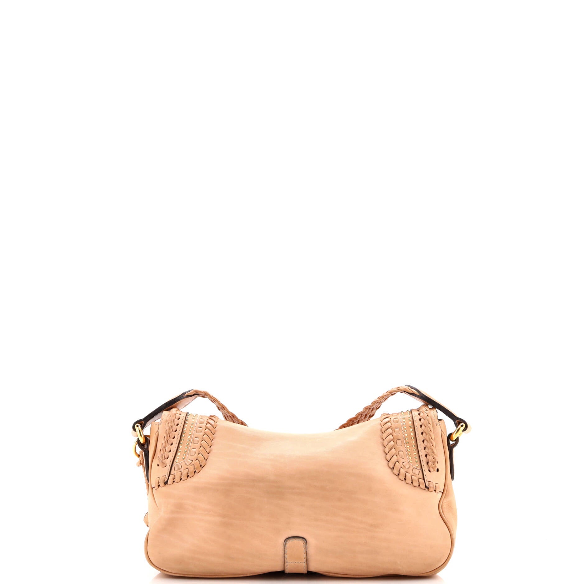 Gucci Handmade Flap Shoulder Bag Leather with Woven Detail Medium